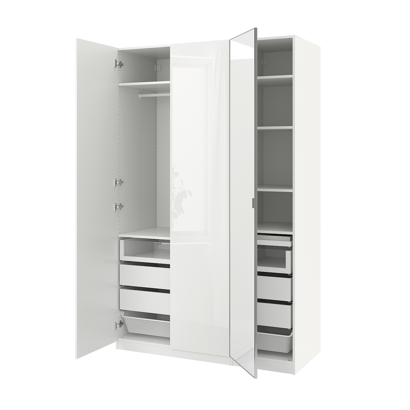 IKEA PAX / FARDAL/ÅHEIM kombinacja szafy, biały/połysk/biel lustro, 150x60x236 cm
