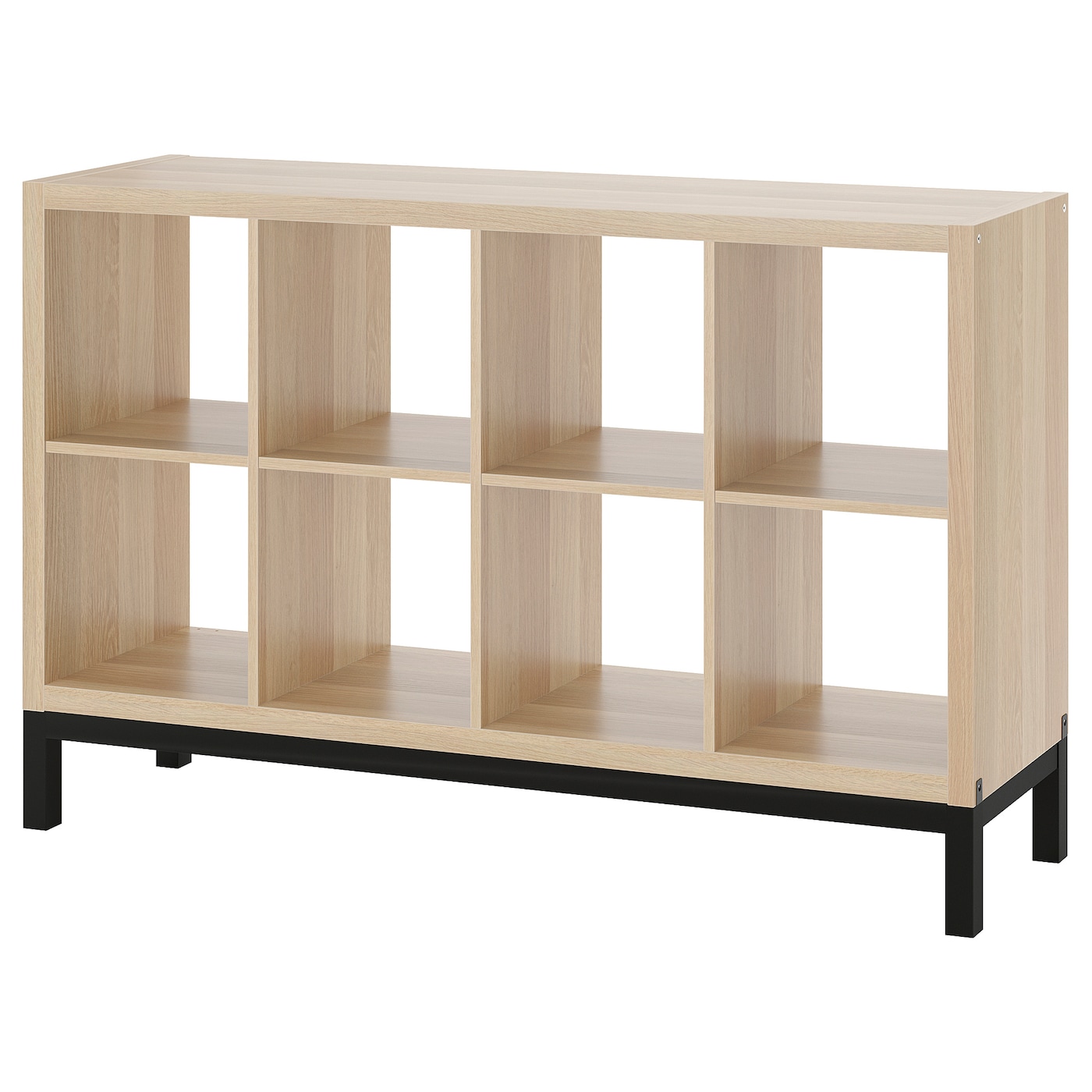 IKEA KALLAX regał z ramą nośną, imitacja dębu bejcowanego na biało/czarny, 147x94 cm