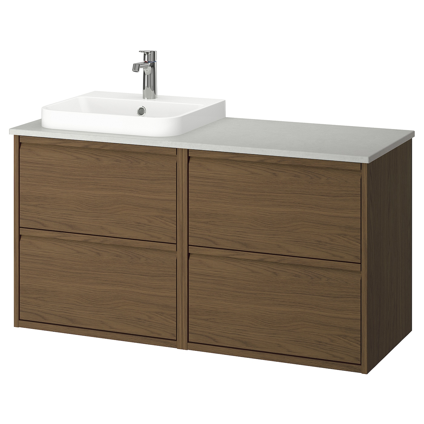IKEA ÄNGSJÖN / BACKSJÖN szafka pod umyw/umywalka/bateria, brązowy imit. dębu, 122x49x71 cm