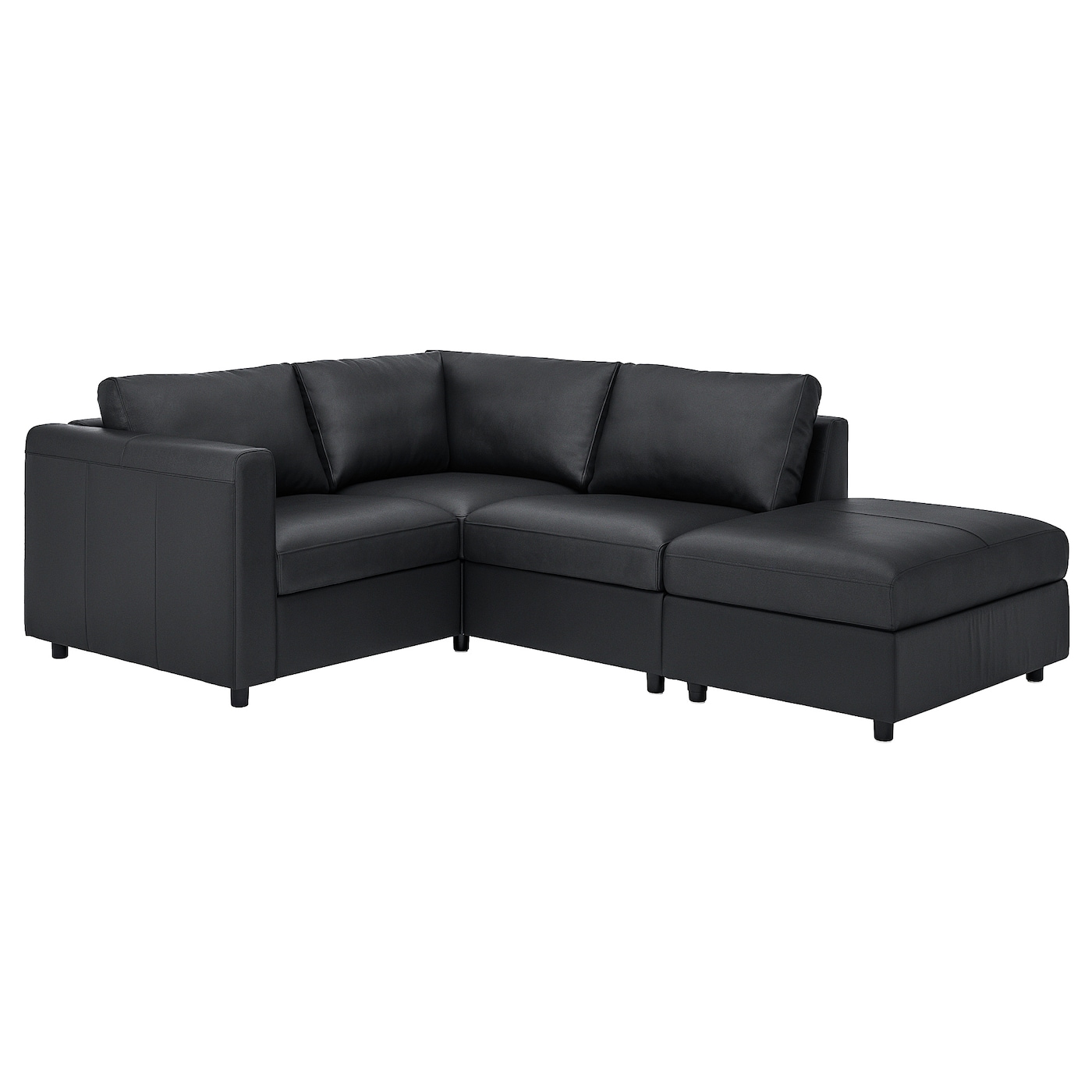 IKEA VIMLE sofa narożna 3-osobowa, z otwartym końcem/Grann/Bomstad czarny, Wysokość z poduchami oparcia: 80 cm