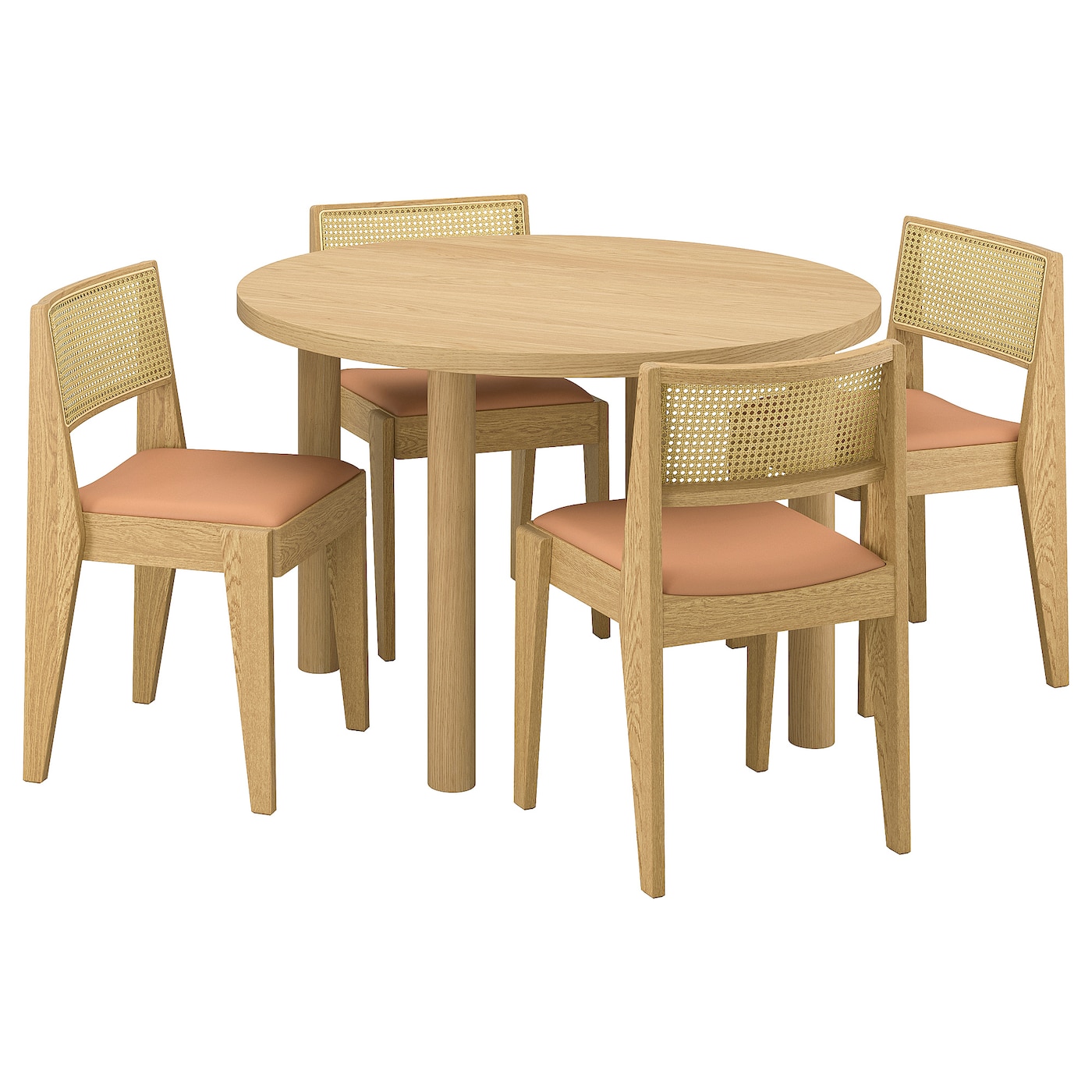 IKEA STOCKHOLM 2025 / STOCKHOLM 2025 stół i 4 krzesła, okl dęb/dąb rattan, 115 cm