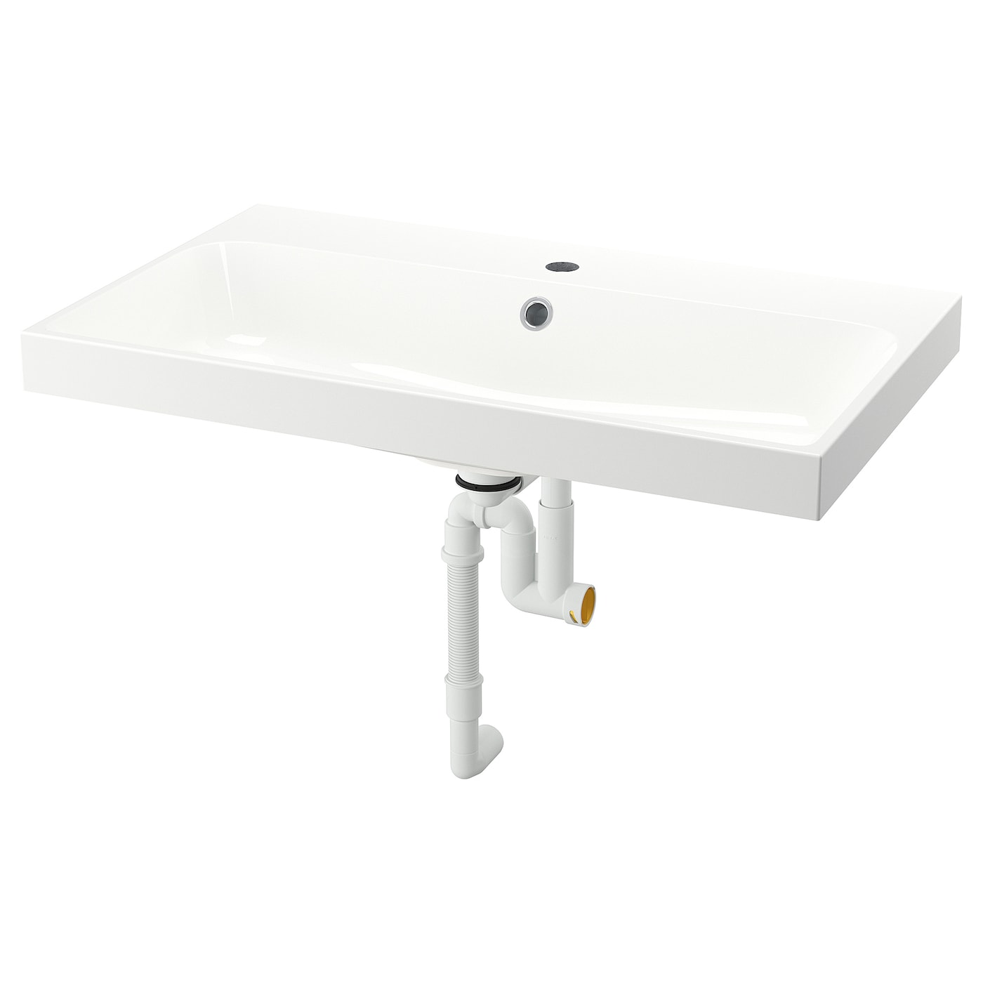 IKEA BACKSJÖN umywalka z syfonem, biały, 80x48 cm