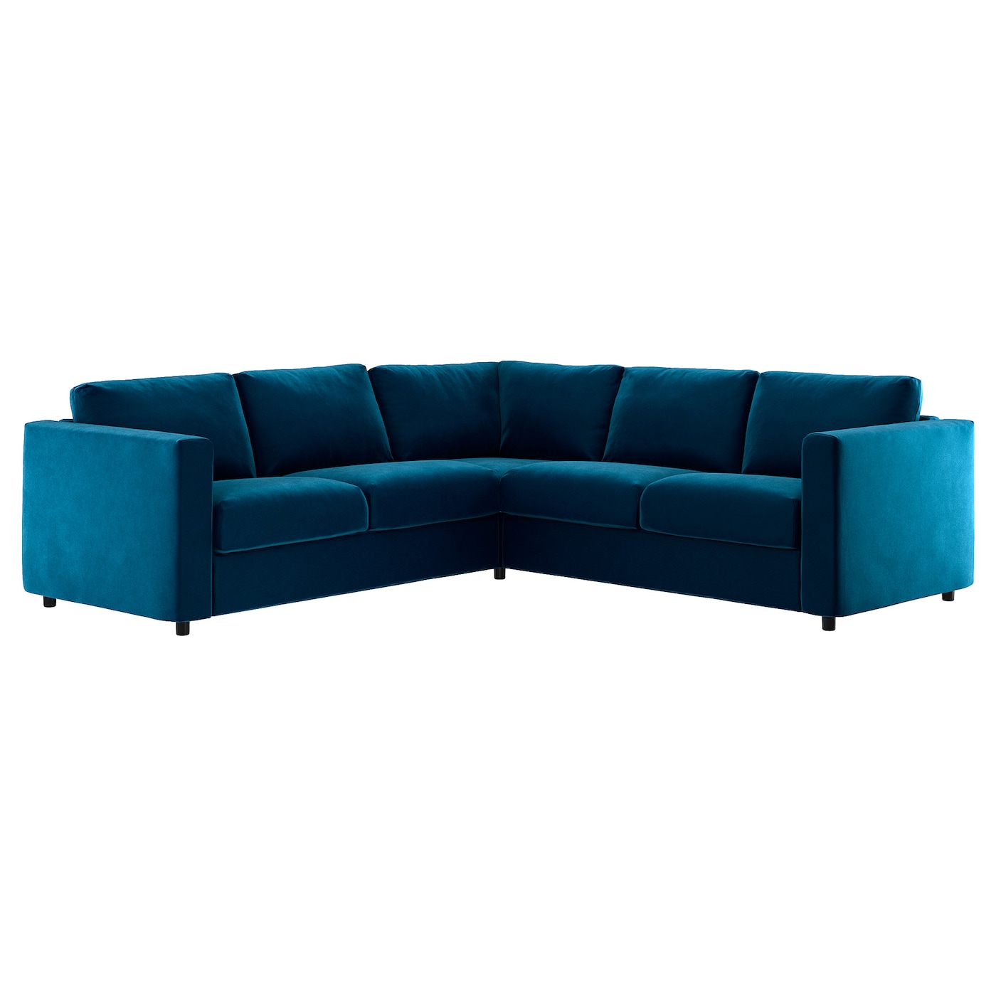 IKEA VIMLE sofa narożna 4-osobowa, Djuparp ciemnozielononiebieski, Wysokość z poduchami oparcia: 83 cm