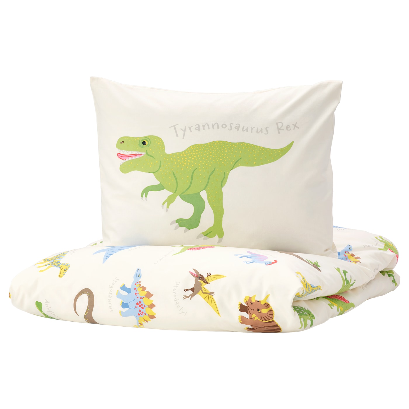 IKEA JÄTTELIK poszwa na kołdrę i poszewka, dinozaury/biały, 150x200/50x60 cm