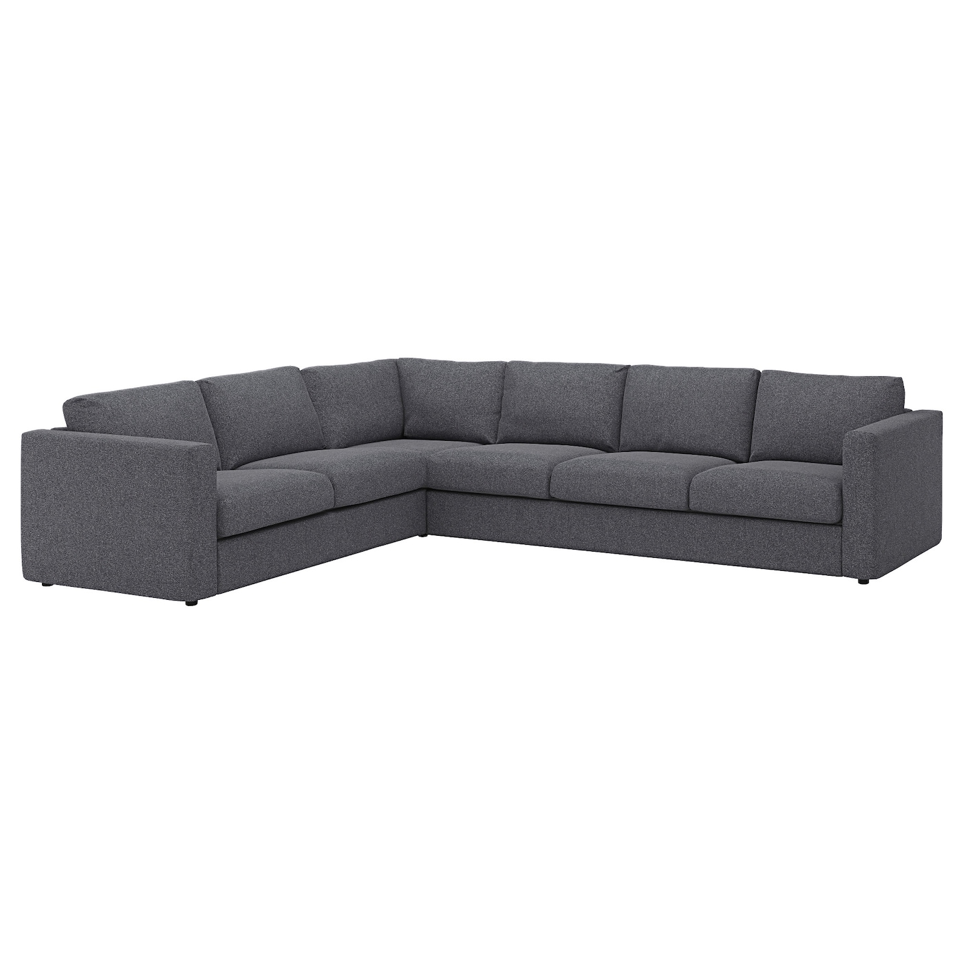IKEA VIMLE sofa narożna 5-osobowa, Gunnared średnioszary, Wysokość z poduchami oparcia: 83 cm