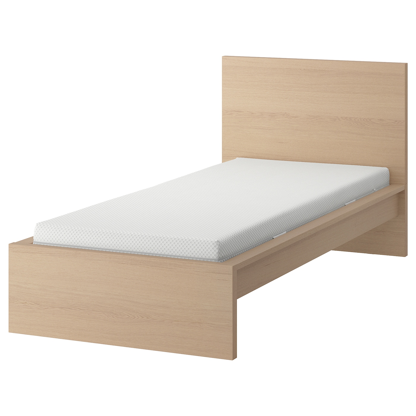 IKEA MALM łóżko, okleina dębowa bejcowana na biało, 90x200 cm