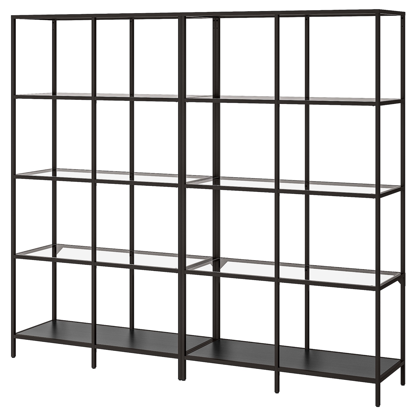 IKEA VITTSJÖ regał, czarnybrąz/szkło, 200x36x175 cm