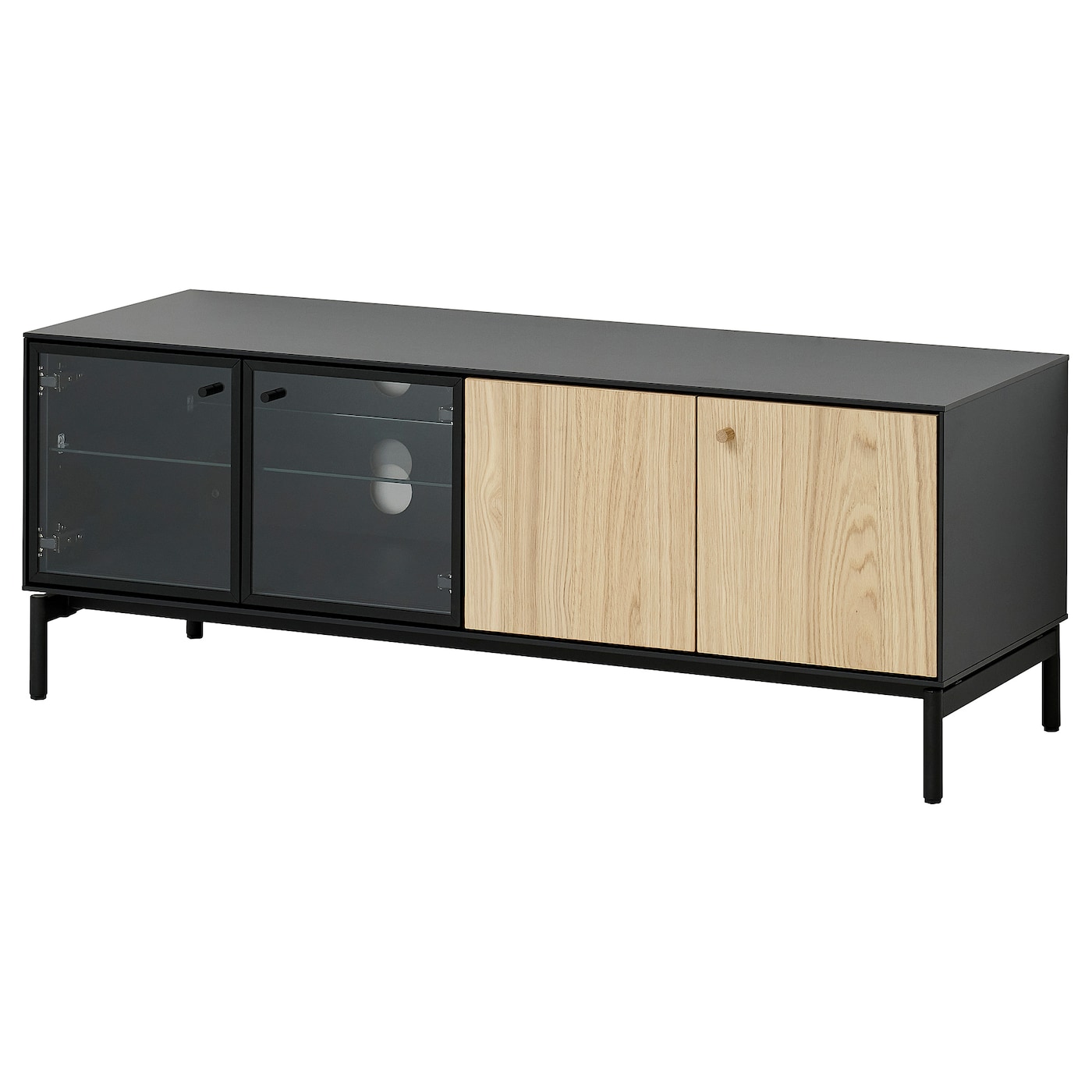 IKEA BOASTAD szafka pod TV, czarny/okl dęb, 121x42x45 cm