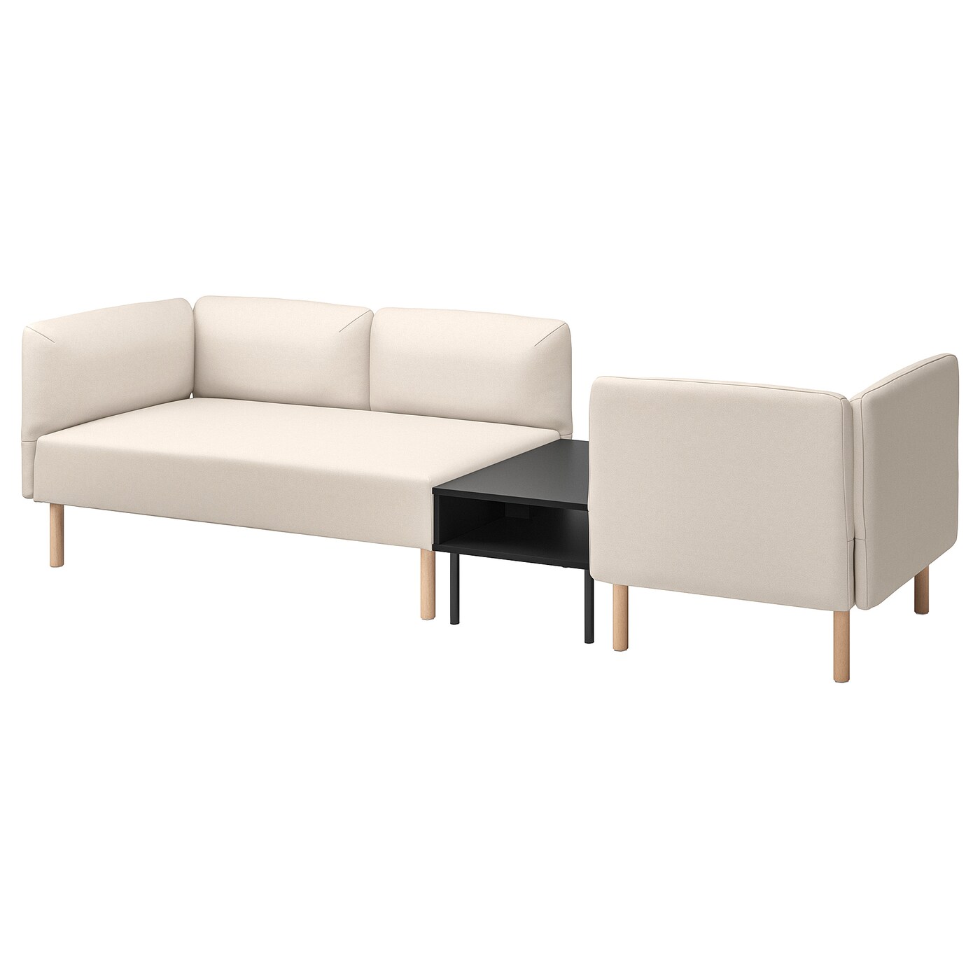 IKEA LILLEHEM 3-os sofa moduł ze stolik bocznym, Vissle beżowy/drewno, Szerokość: 274 cm
