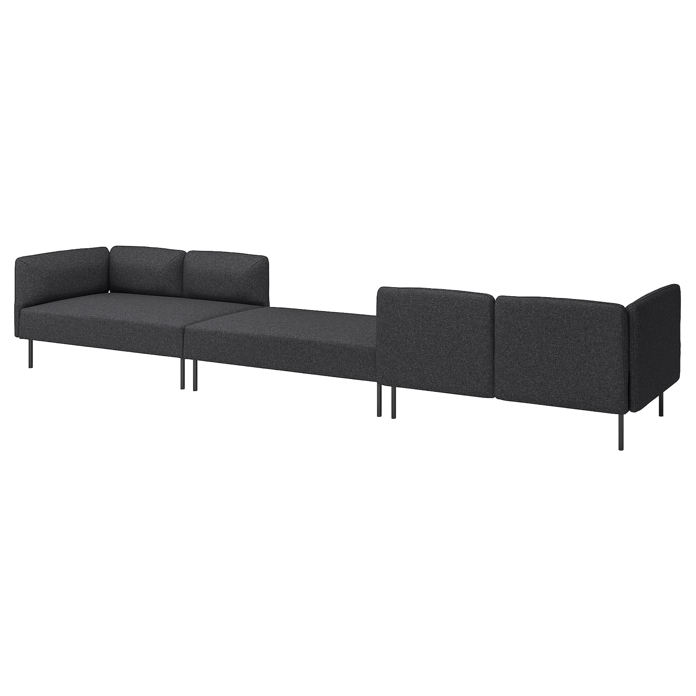 IKEA LILLEHEM 6-osobowa sofa modułowa, Gunnared/ciemnoszary metal, Szerokość: 440 cm