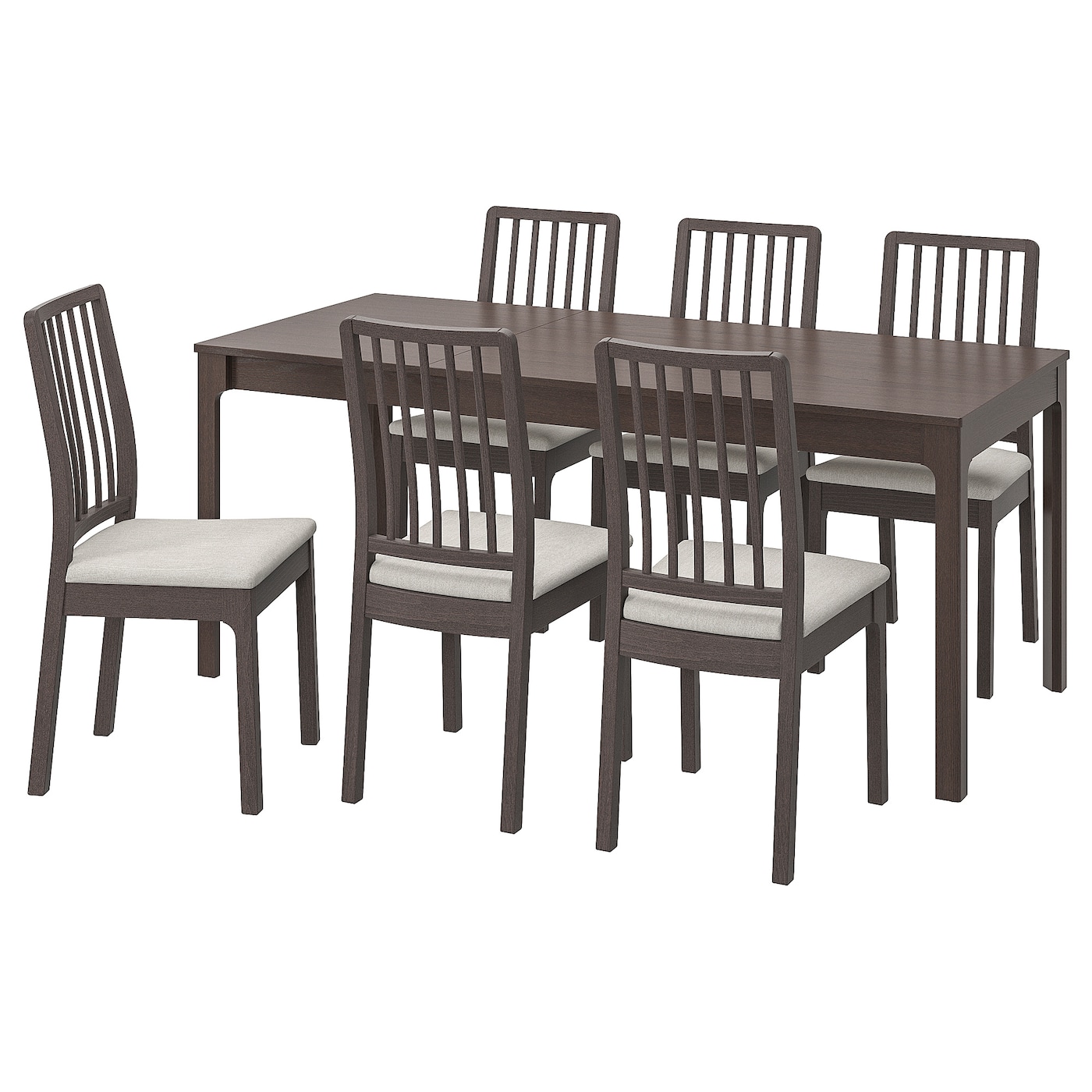 IKEA EKEDALEN / EKEDALEN stół i 6 krzeseł, ciemnobrązowy ciemnobrązowy/Orrsta jasnoszary, 120/180 cm