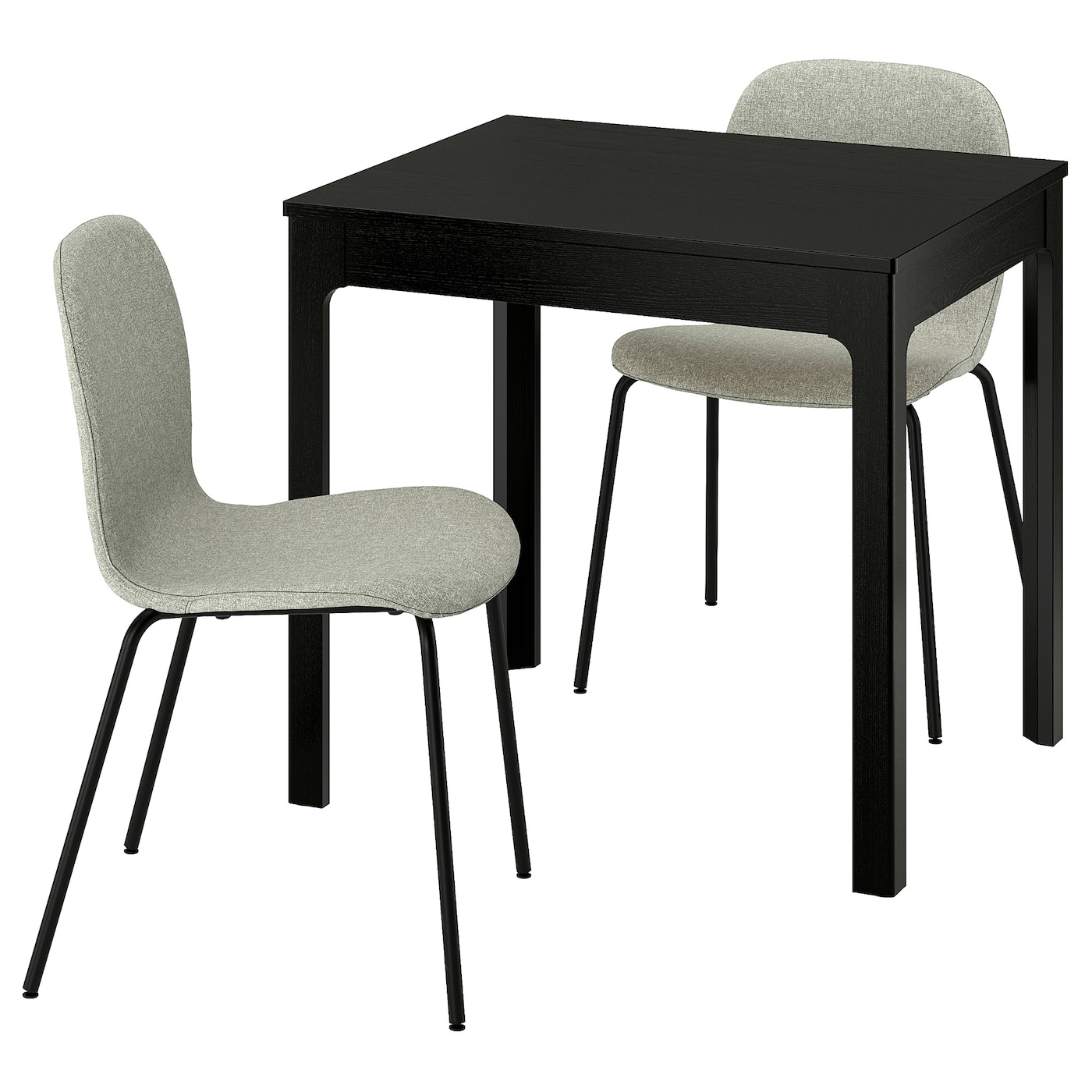 IKEA EKEDALEN / KARLPETTER stół i 2 krzesła, ciemnobrązowy/Gunnared jasnozielony czarny, 80/120 cm