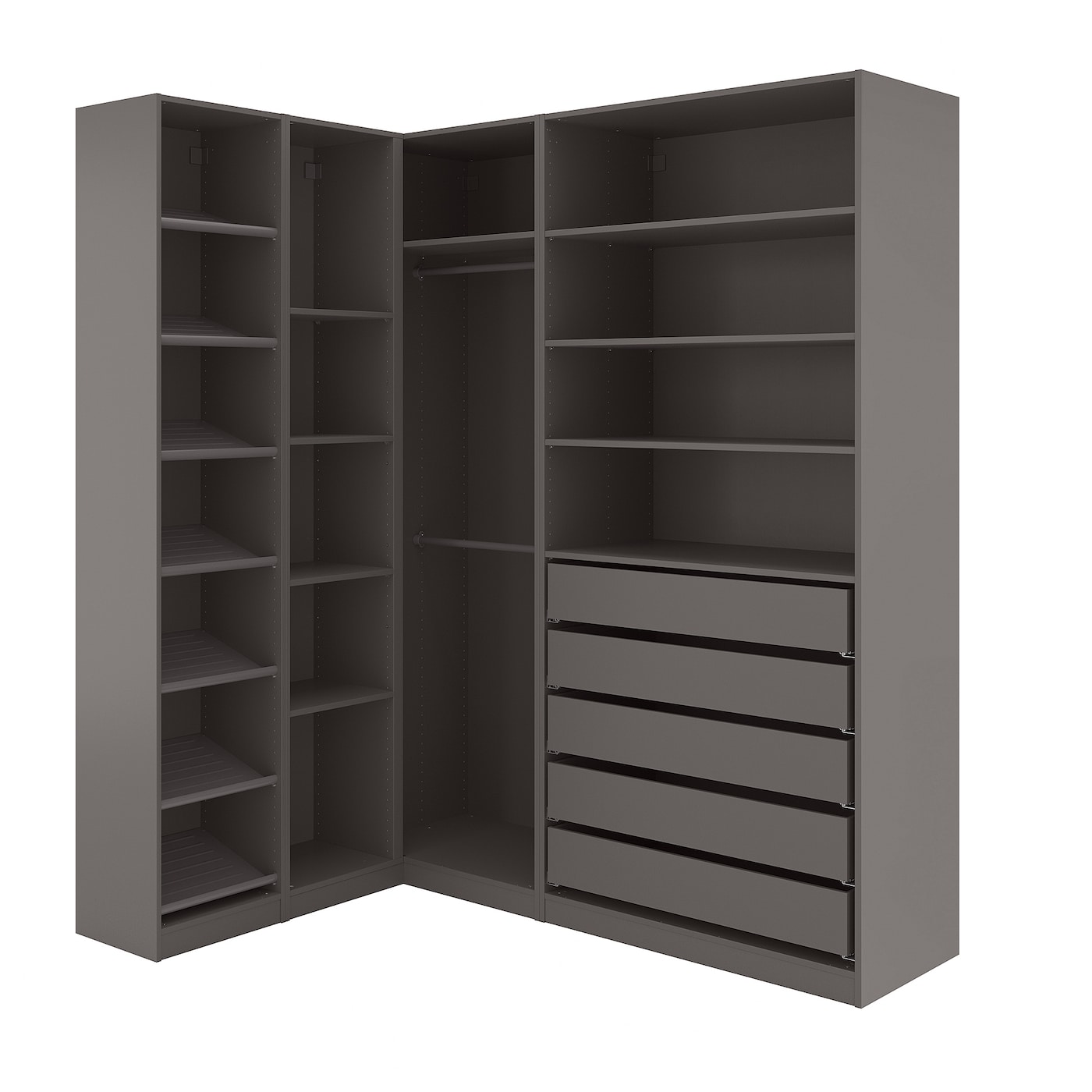 IKEA PAX szafa narożna, ciemnoszary, 161/188x236 cm