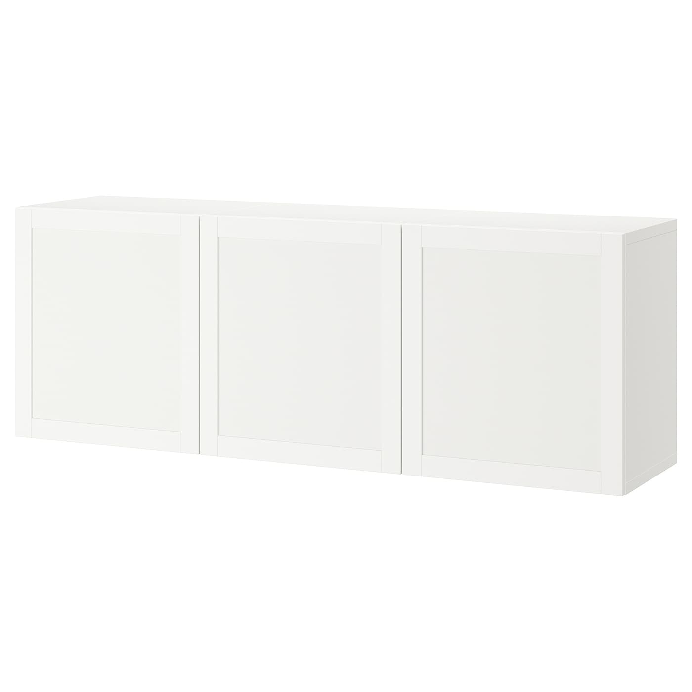 IKEA BESTÅ kombinacja szafek ściennych, biały/Hanviken biały, 180x42x64 cm