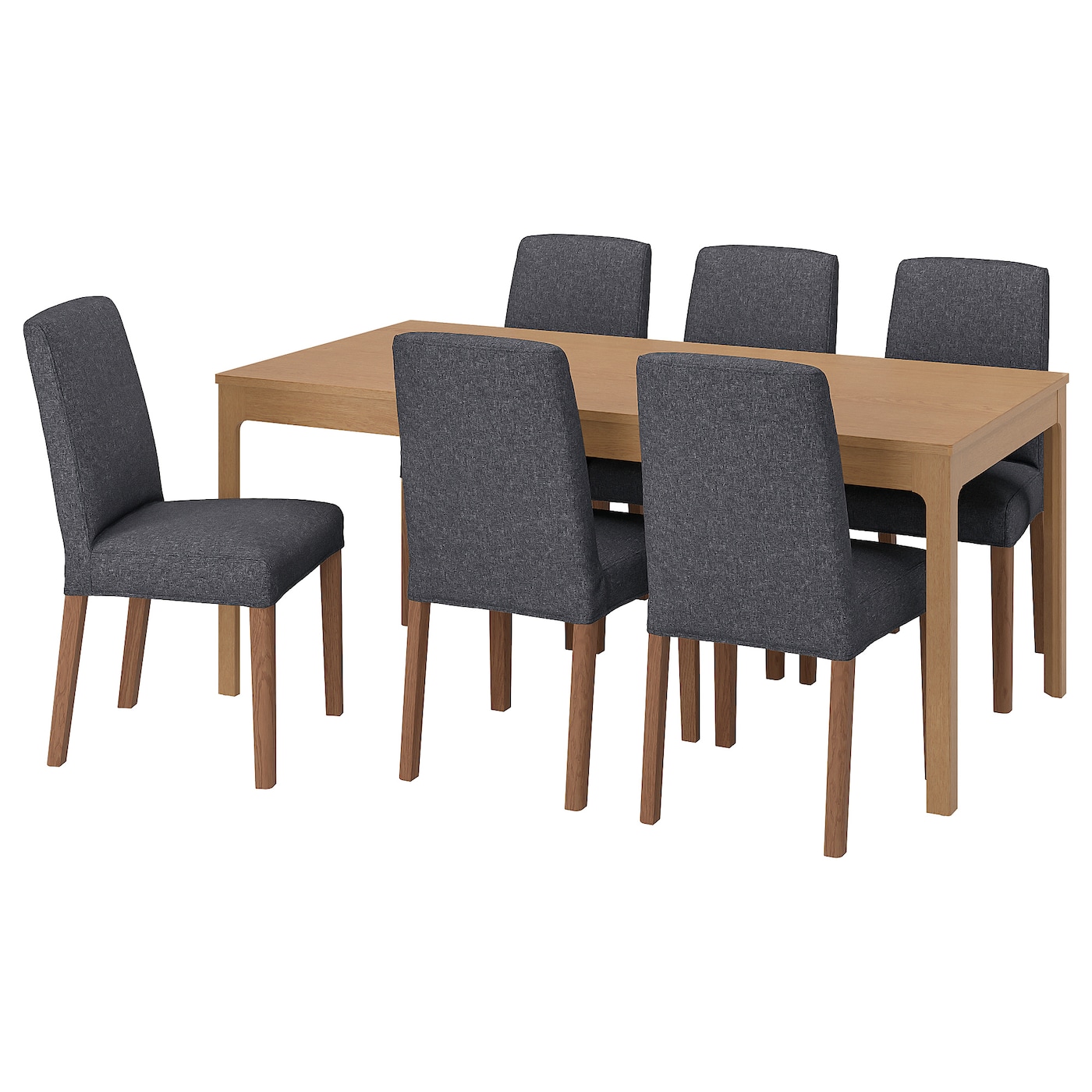IKEA EKEDALEN / BERGMUND stół i 6 krzeseł, imit. dębu/Gunnared średnioszary, 180/240 cm