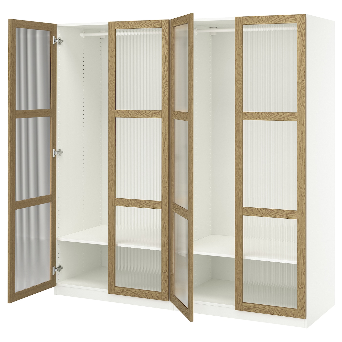 IKEA PAX / TONSTAD kombinacja szafy, biały/okl dęb szkło, 200x60x201 cm