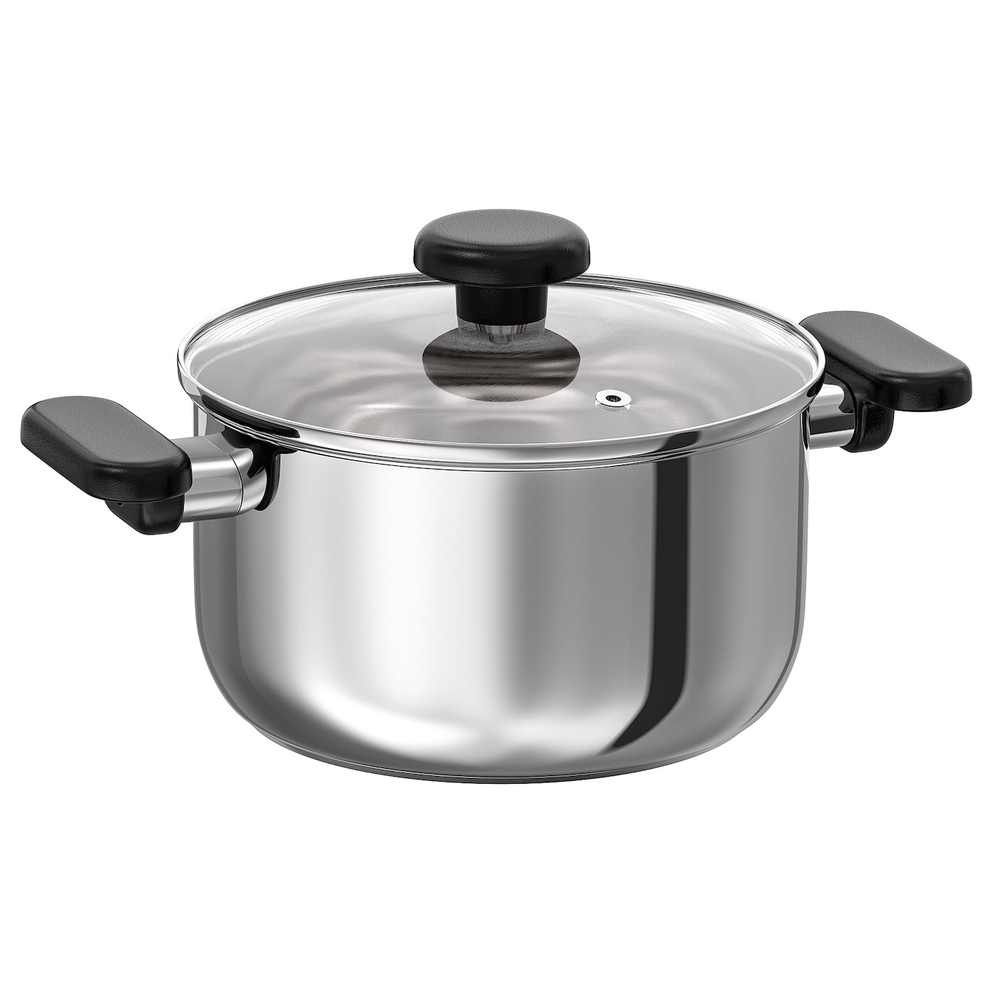 IKEA MIDDAGSMAT garnek z pokrywką, szkło bezbarwne/stal nierdz, 3 l