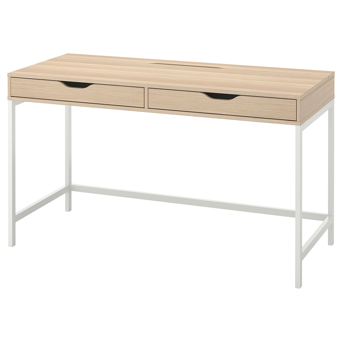IKEA ALEX biurko, biała bejca/imit. dębu, 132x58 cm