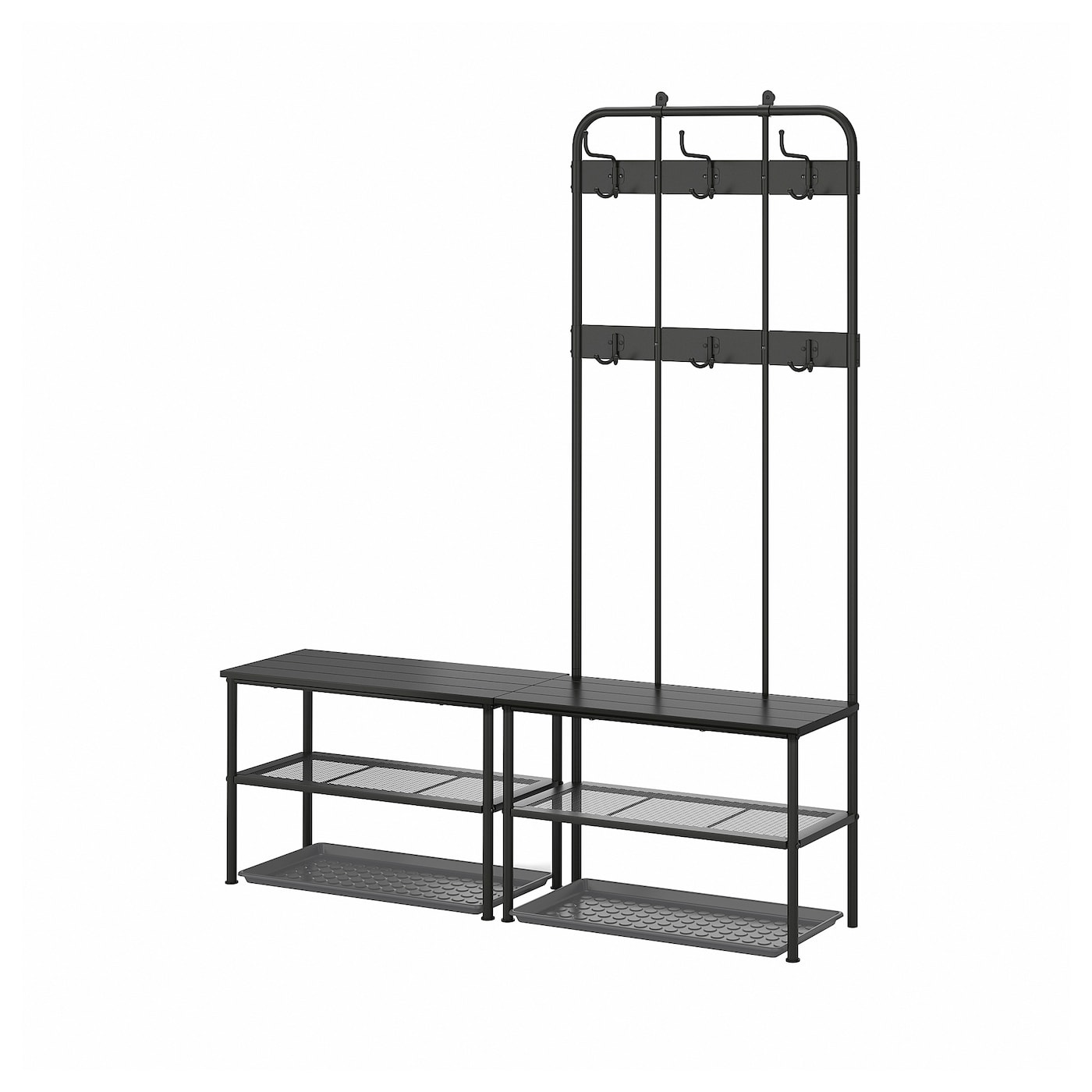 IKEA NIPÅSEN / BAGGMUCK meble do przedpokoju, zestaw 4 szt, czarny/szary