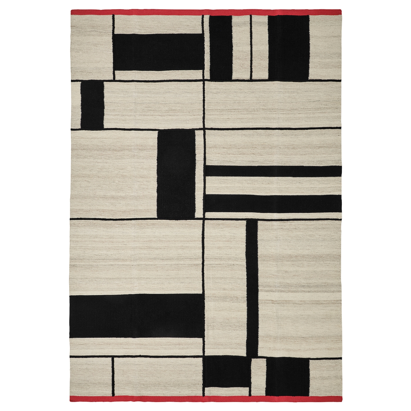IKEA RASTPLATS dywan tkany na płasko, wykonano ręcznie beżowy/czarny, 170x240 cm