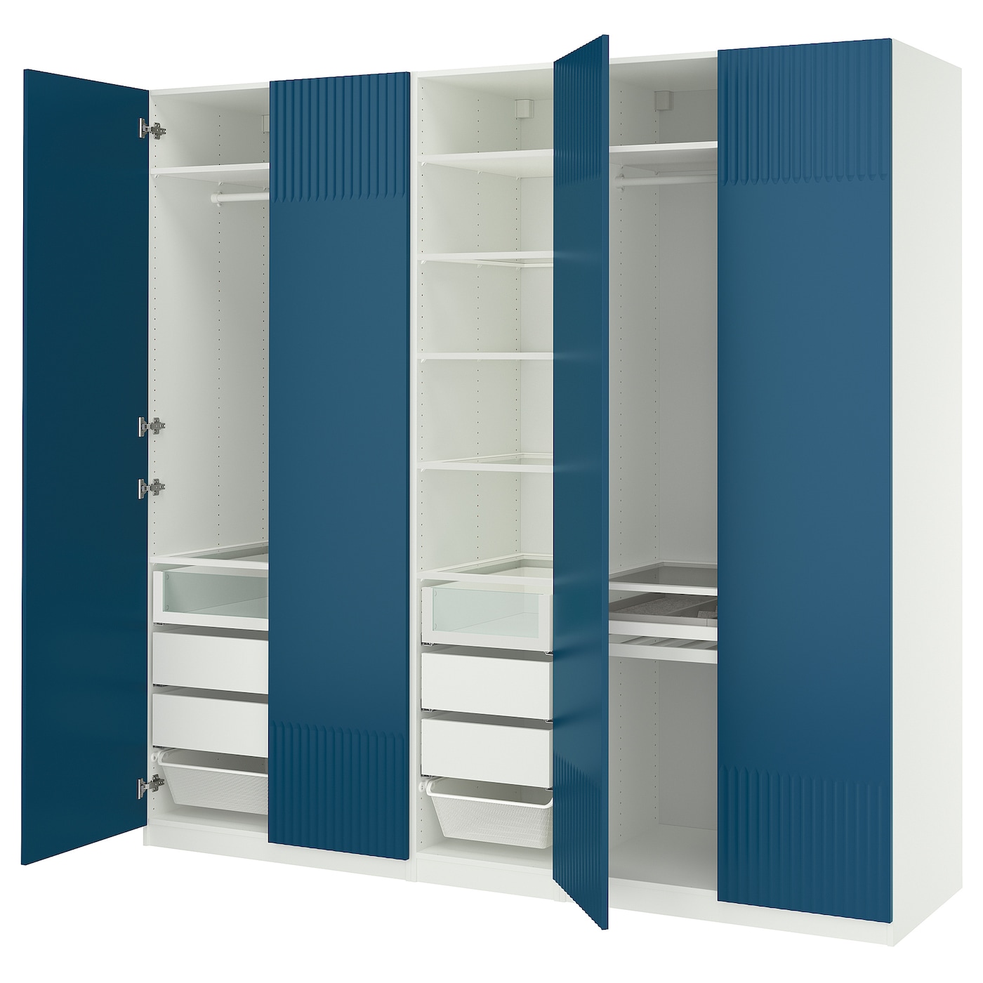 IKEA PAX / FYRUDDEN kombinacja szafy, biały/niebieski, 250x60x236 cm