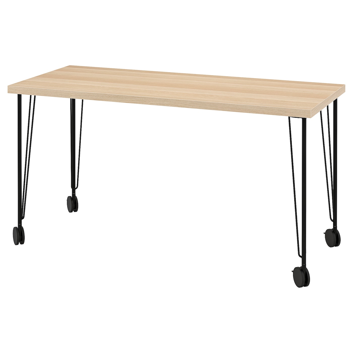 IKEA LAGKAPTEN / KRILLE biurko, imitacja dębu bejcowanego na biało czarny, 140x60 cm