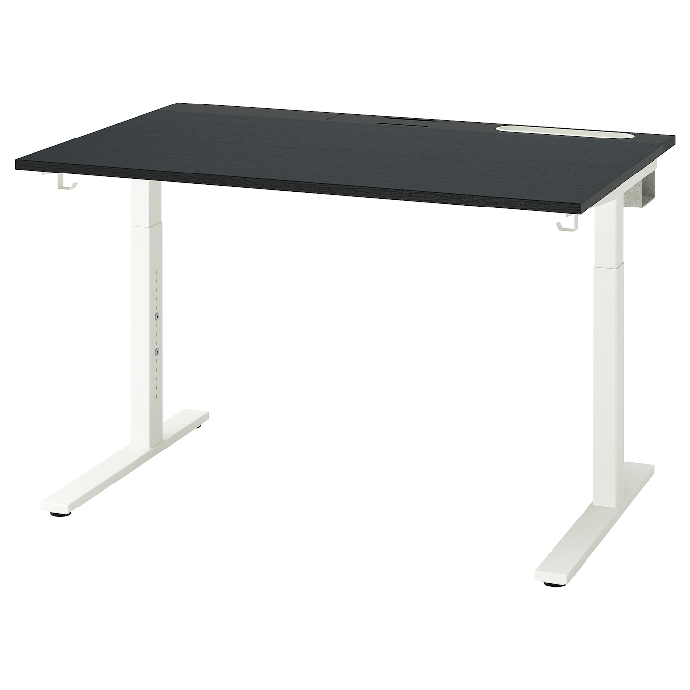 IKEA MITTZON biurko, bejcowane na czarno okleina jesionowa/czarny biały, 120x80 cm