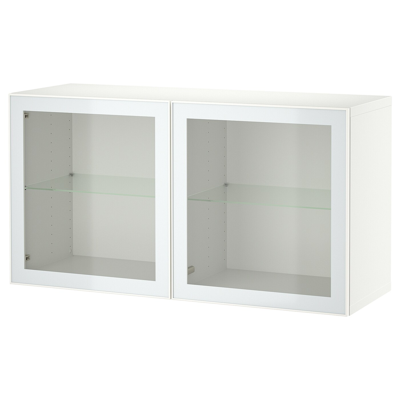 IKEA BESTÅ kombinacja szafek ściennych, biały Glassvik/biel/jasna zieleń szkło bezbarwne, 120x42x64 cm