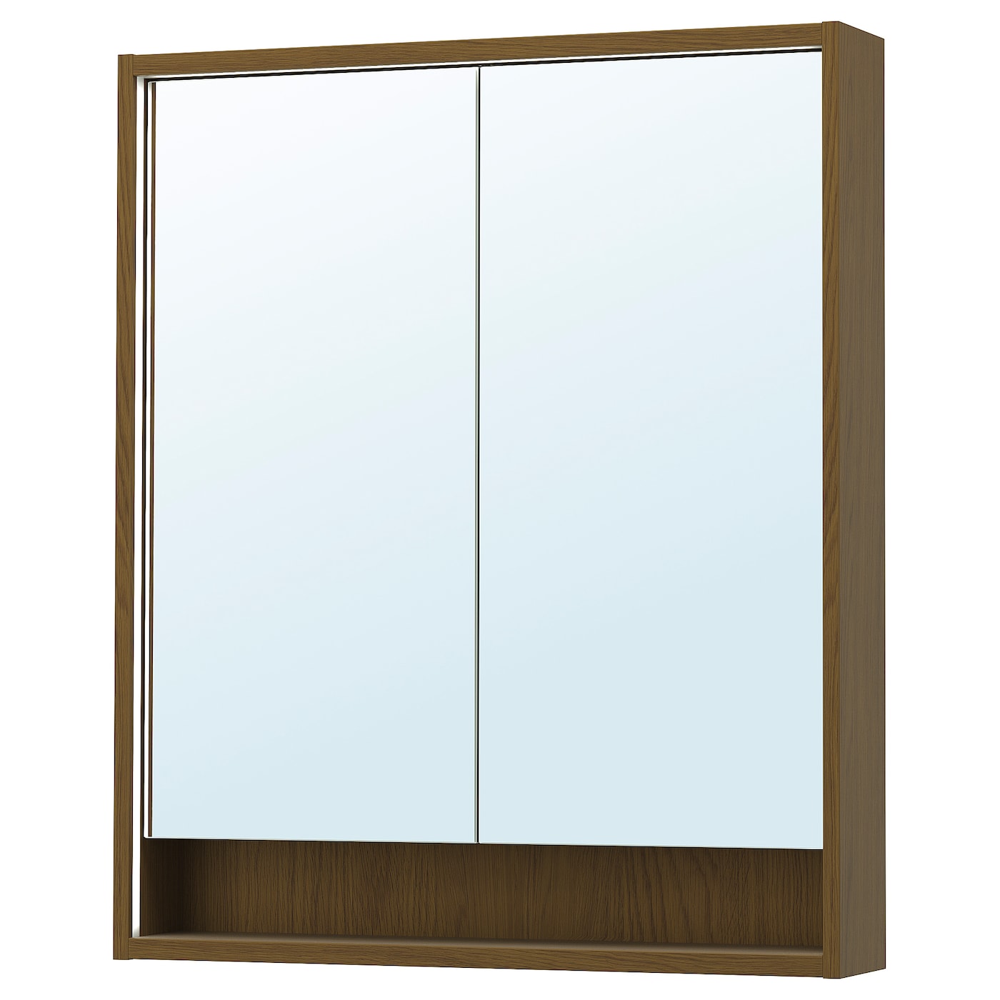 IKEA FAXÄLVEN szafka z lustrem z wbud oświetl, brązowy imit. dębu, 80x15x95 cm