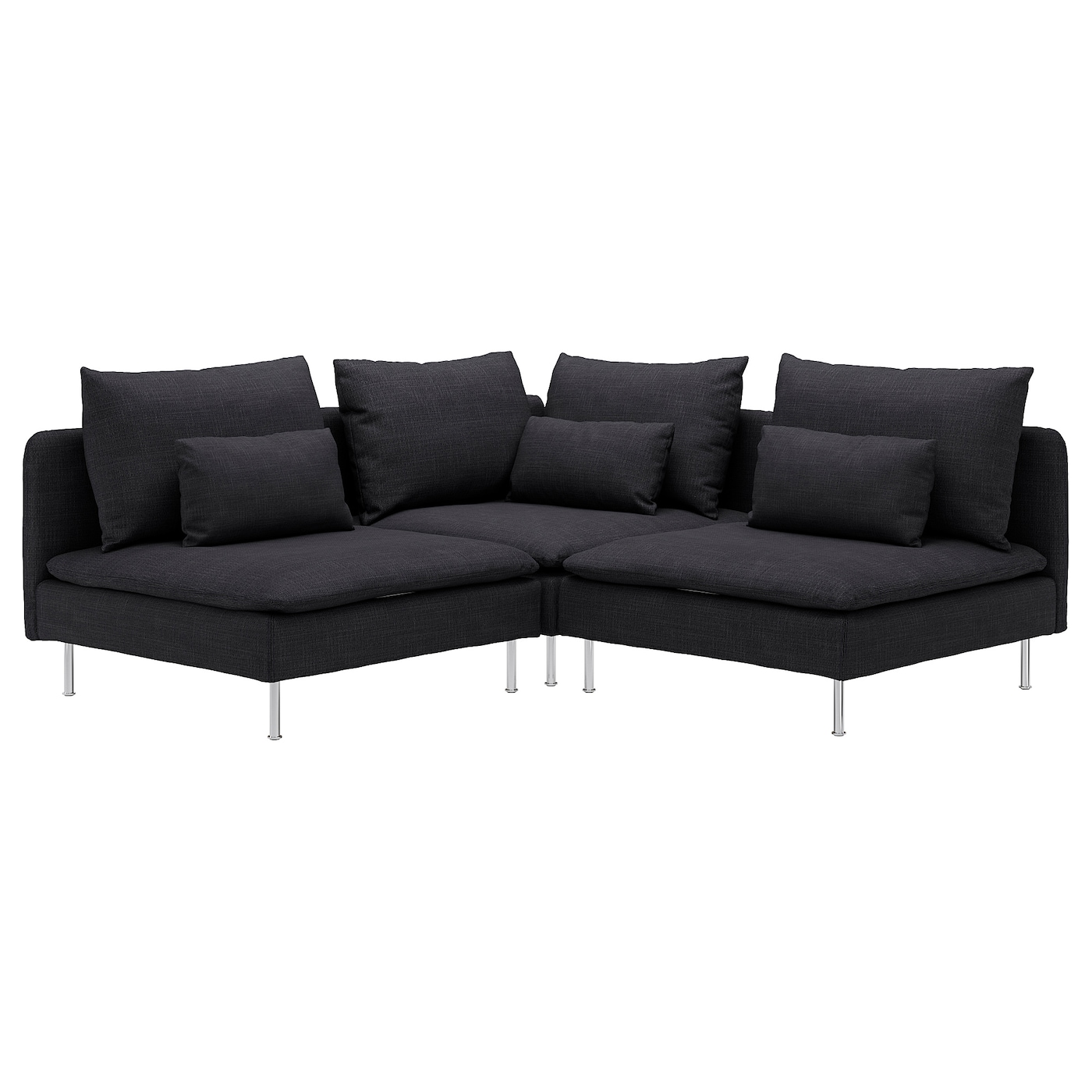 IKEA SÖDERHAMN sofa narożna 3-osobowa, Hillared antracyt, Wysokość z poduchami oparcia: 83 cm