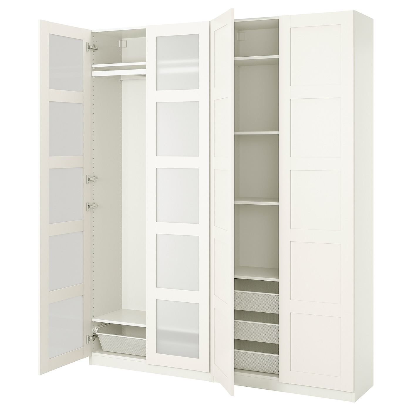 IKEA PAX / BERGSBO kombinacja szafy, biały/szkło matowe, 200x38x236 cm
