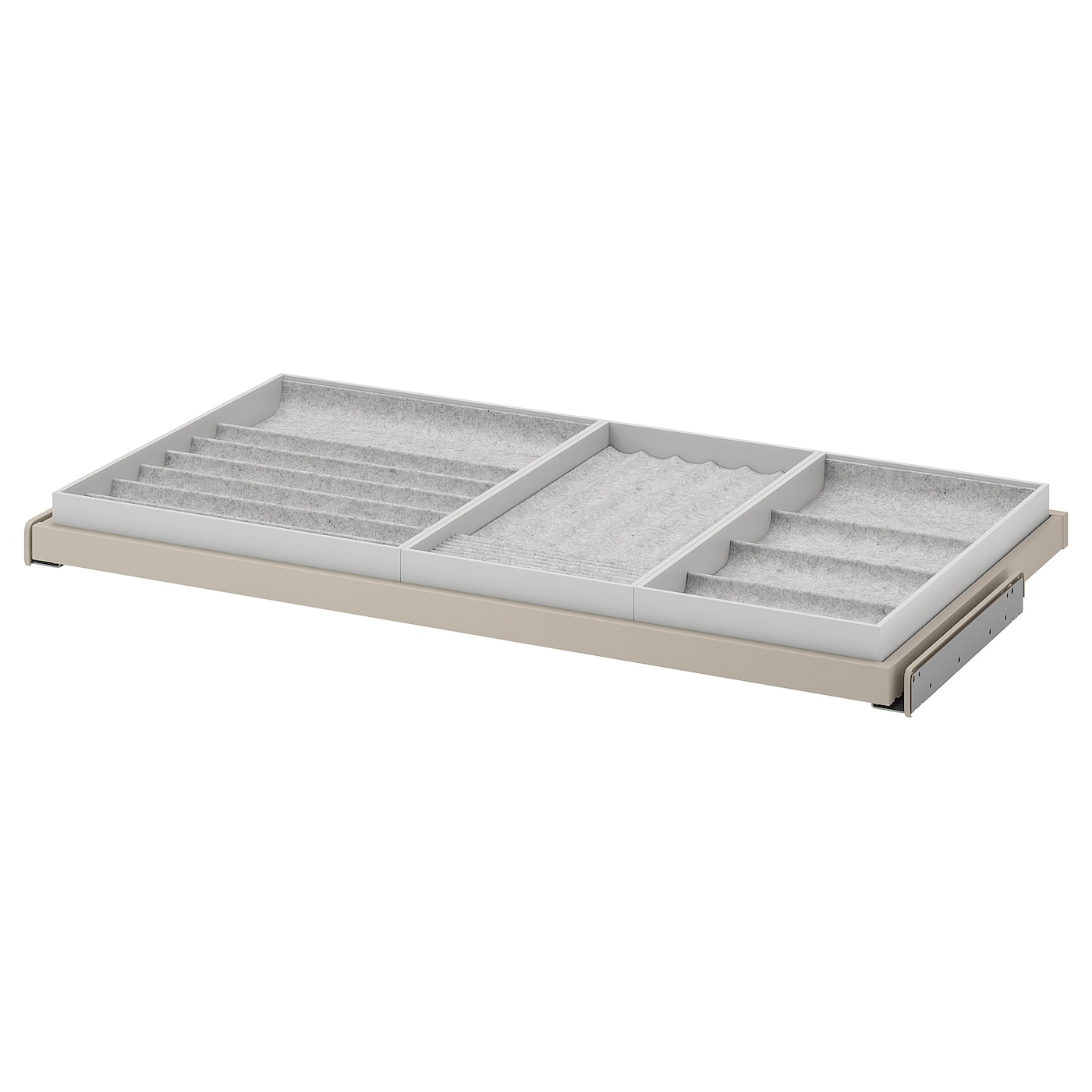 IKEA KOMPLEMENT wysuwana półka z wkładem, szarobeżowy/jasnoszary, 100x58 cm