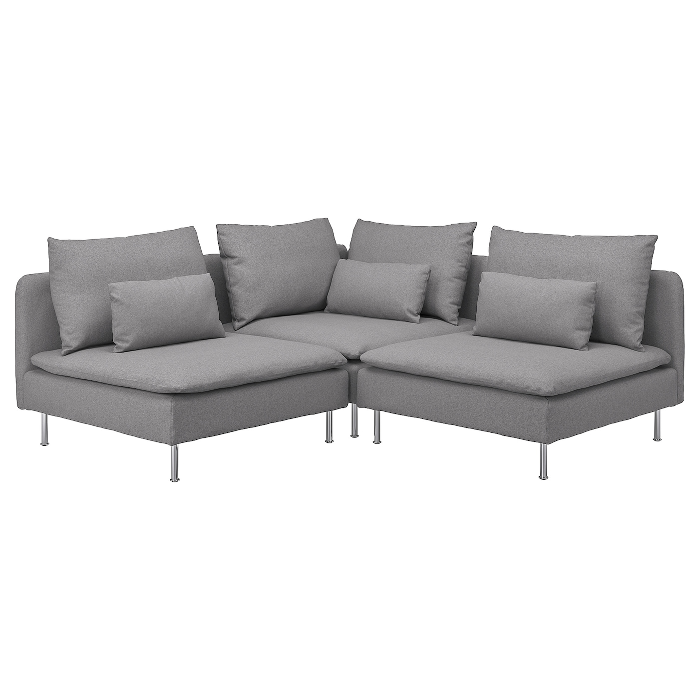 IKEA SÖDERHAMN sofa narożna 3-osobowa, Tonerud szary, Wysokość z poduchami oparcia: 83 cm