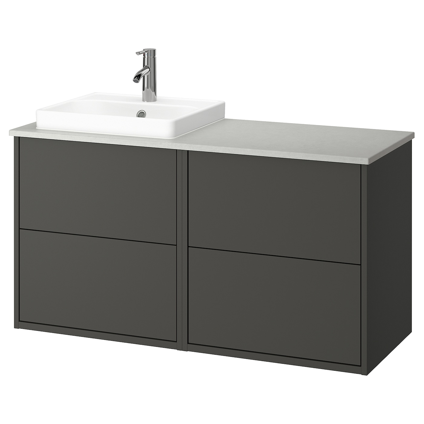 IKEA HAVBÄCK / ORRSJÖN szafka pod umyw/umywalka/bateria, ciemnoszary, 122x49x71 cm