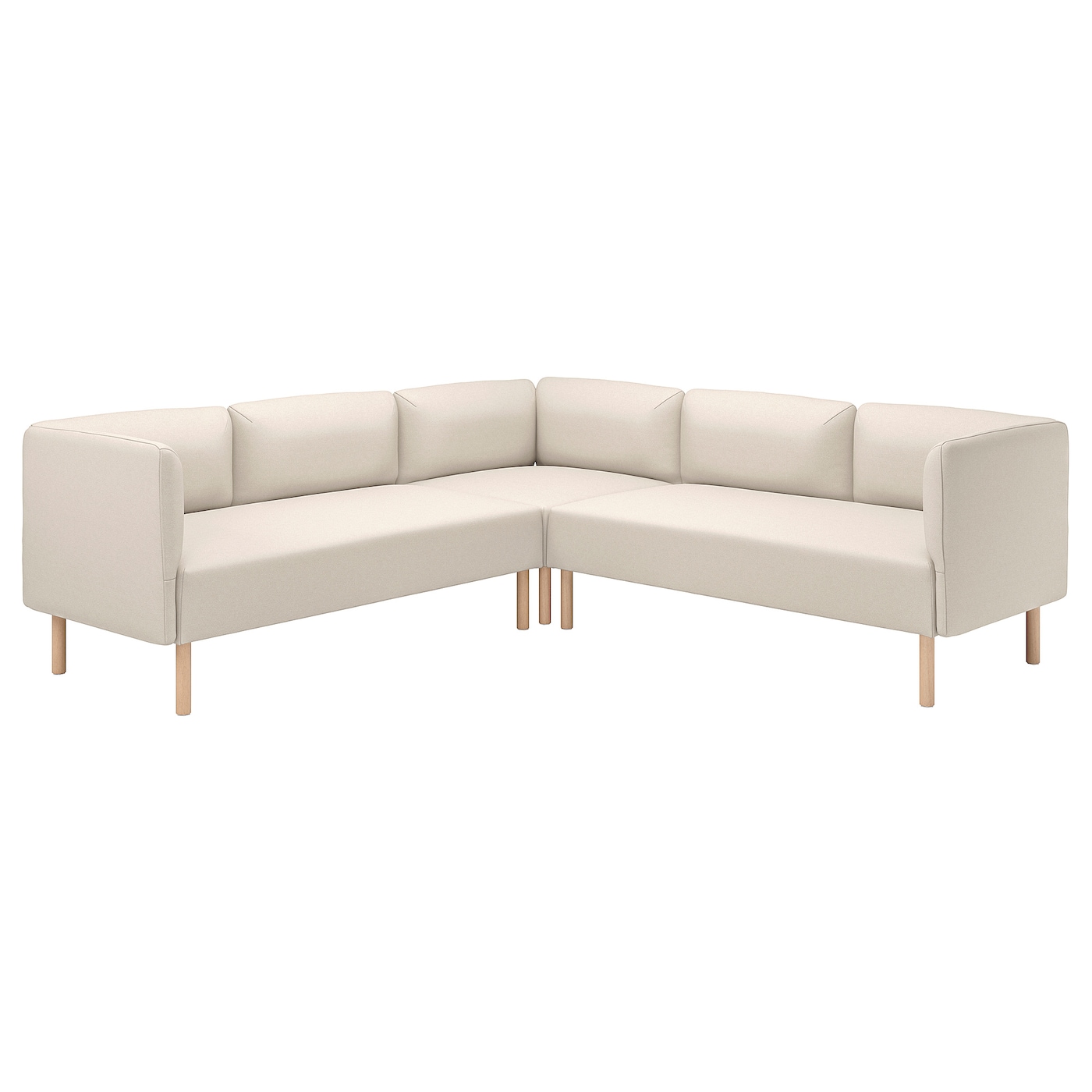 IKEA LILLEHEM Sofa modułowa narożna, 4-osobowa, Vissle beżowy/drewno, Wysokość: 73 cm