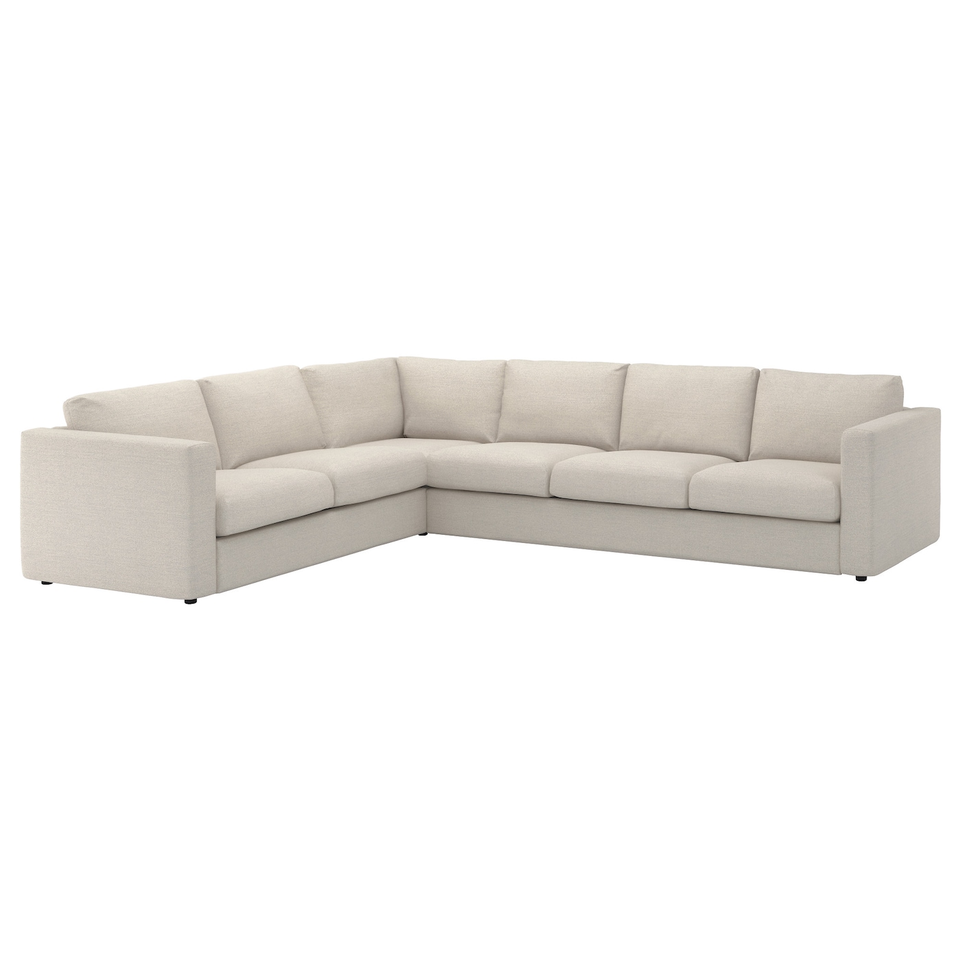 IKEA VIMLE sofa narożna 5-osobowa, Gunnared beżowy, Wysokość z poduchami oparcia: 83 cm