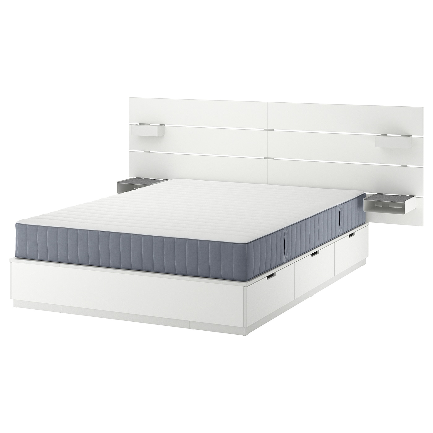 IKEA NORDLI rama łóżka z pojemnik i materacem, biały, 140x200 cm