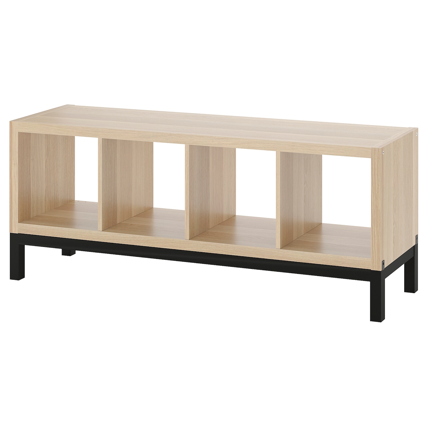 IKEA KALLAX regał z ramą nośną, imitacja dębu bejcowanego na biało/czarny, 147x59 cm