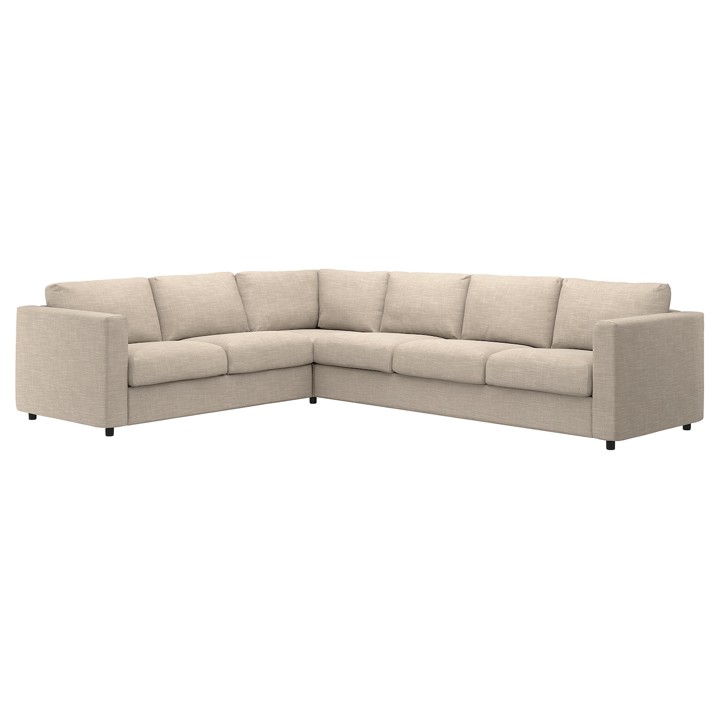 IKEA VIMLE sofa narożna 5-osobowa, Hillared beżowy, Wysokość z poduchami oparcia: 83 cm