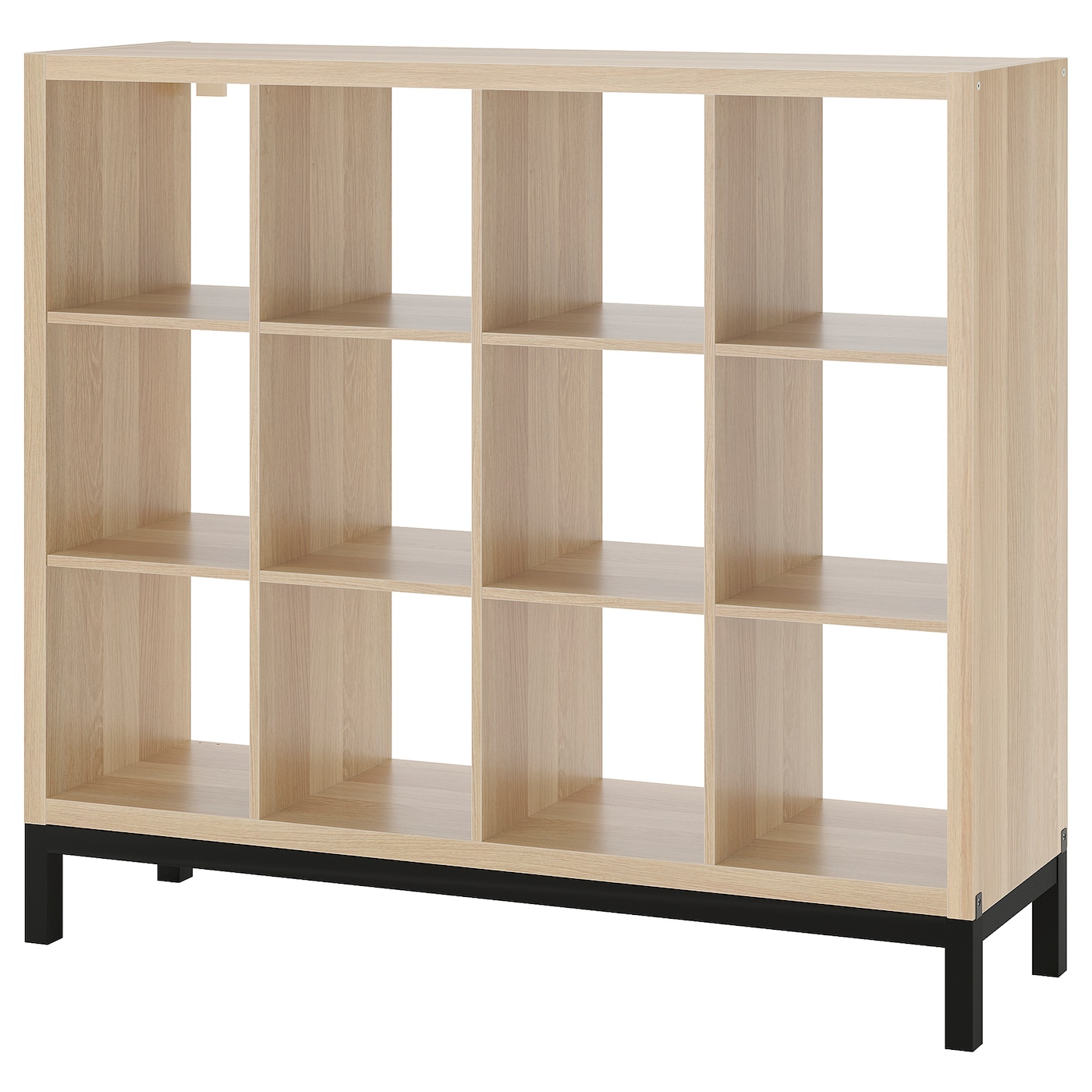 IKEA KALLAX regał z ramą nośną, imitacja dębu bejcowanego na biało/czarny, 147x129 cm