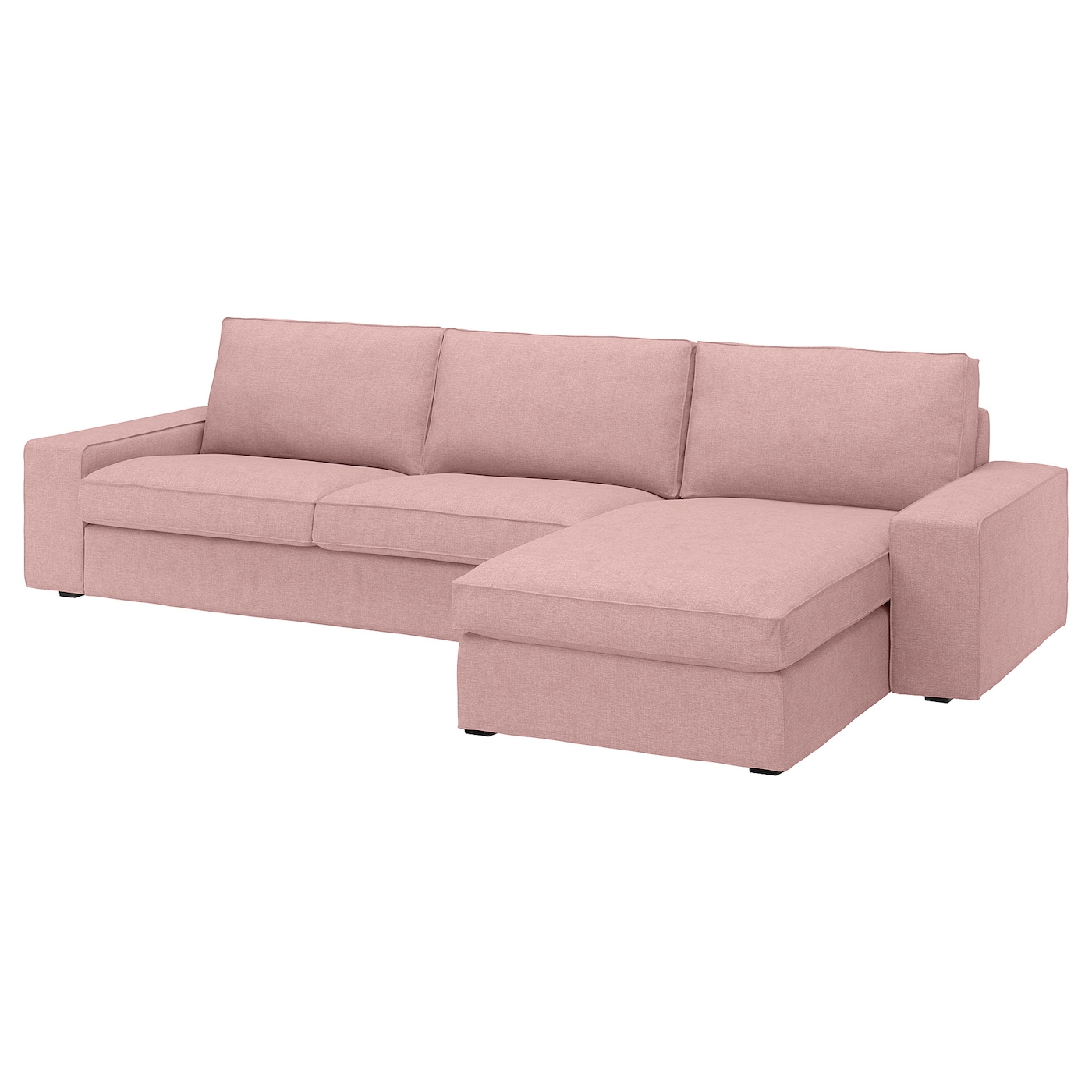 IKEA KIVIK sofa 4-osobowa z szezlongiem, Gunnared jasny różowy, Maksymalna szerokość: 318 cm