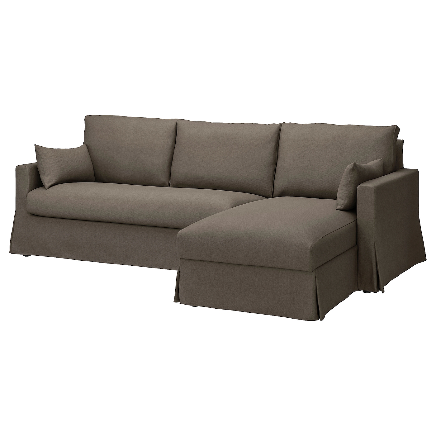 IKEA HYLTARP sofa 3o z szezlongiem, prawy, Gransel szarobrązowy, Wysokość z poduchami oparcia: 91 cm