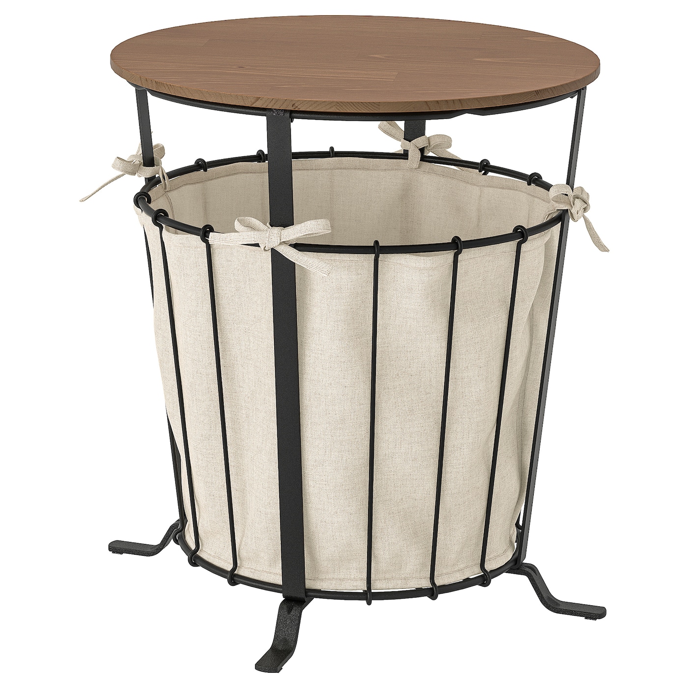 IKEA ÄNGESBYN stolik z miejscem do przechowywania, czarny/sosna bejca jasnobrązowa, 43 cm
