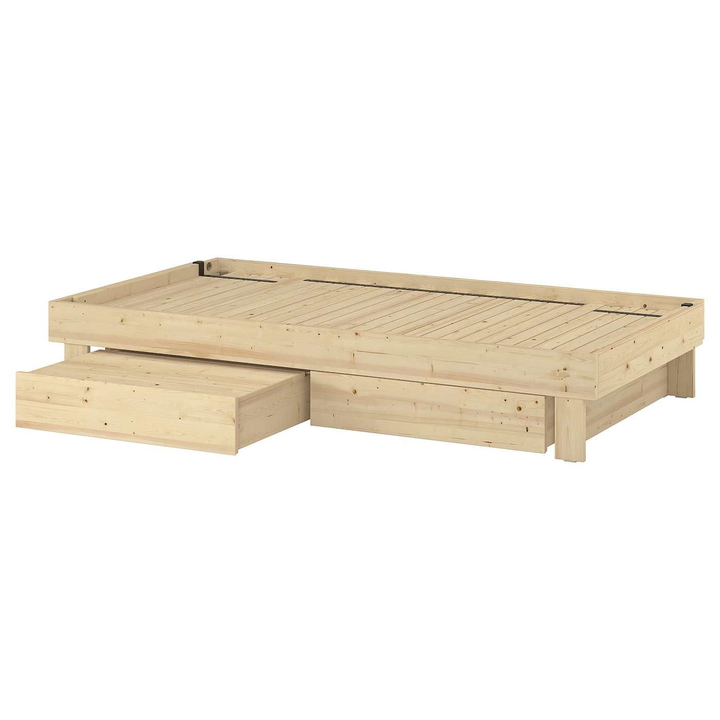 IKEA GLAMBERGET rozsuwane łóżko z pojemnikami, sosna, 80-160x200 cm