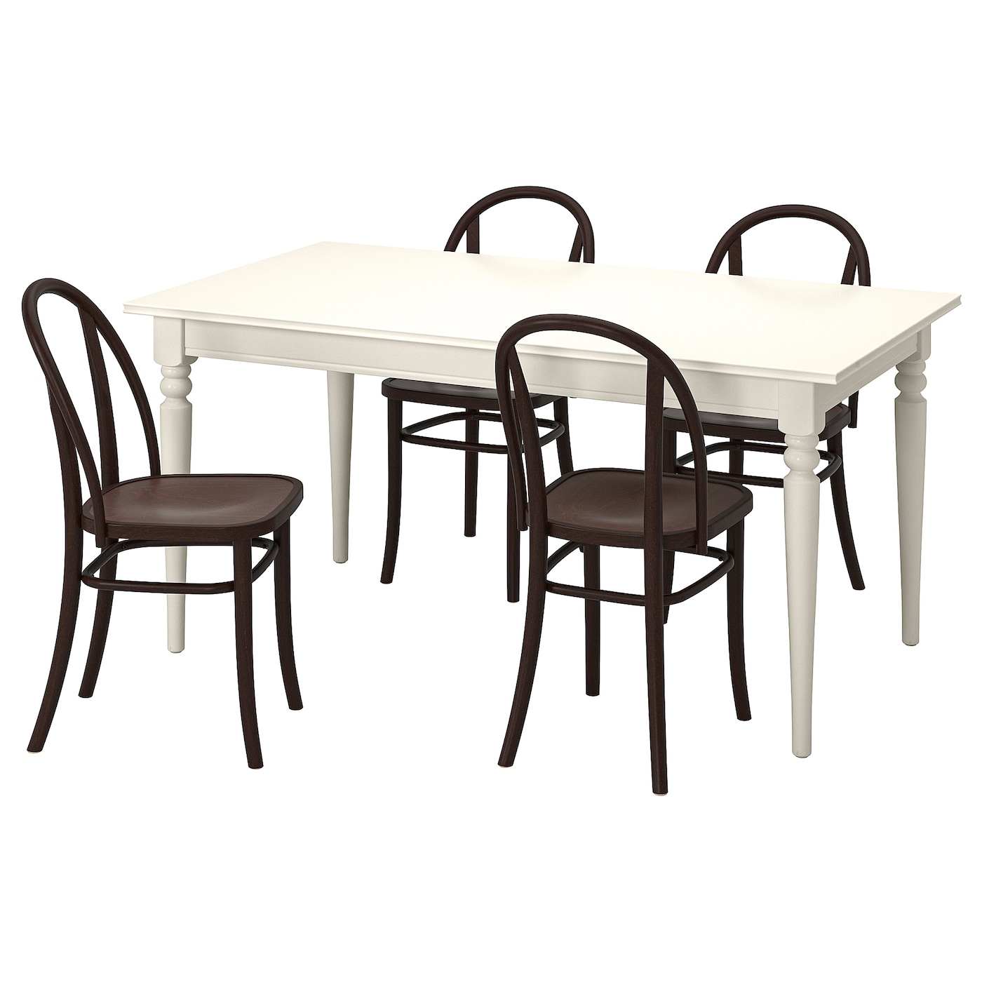 IKEA INGATORP / SKOGSBO stół i 4 krzesła, biały biały/ciemnobrązowy, 155/215 cm