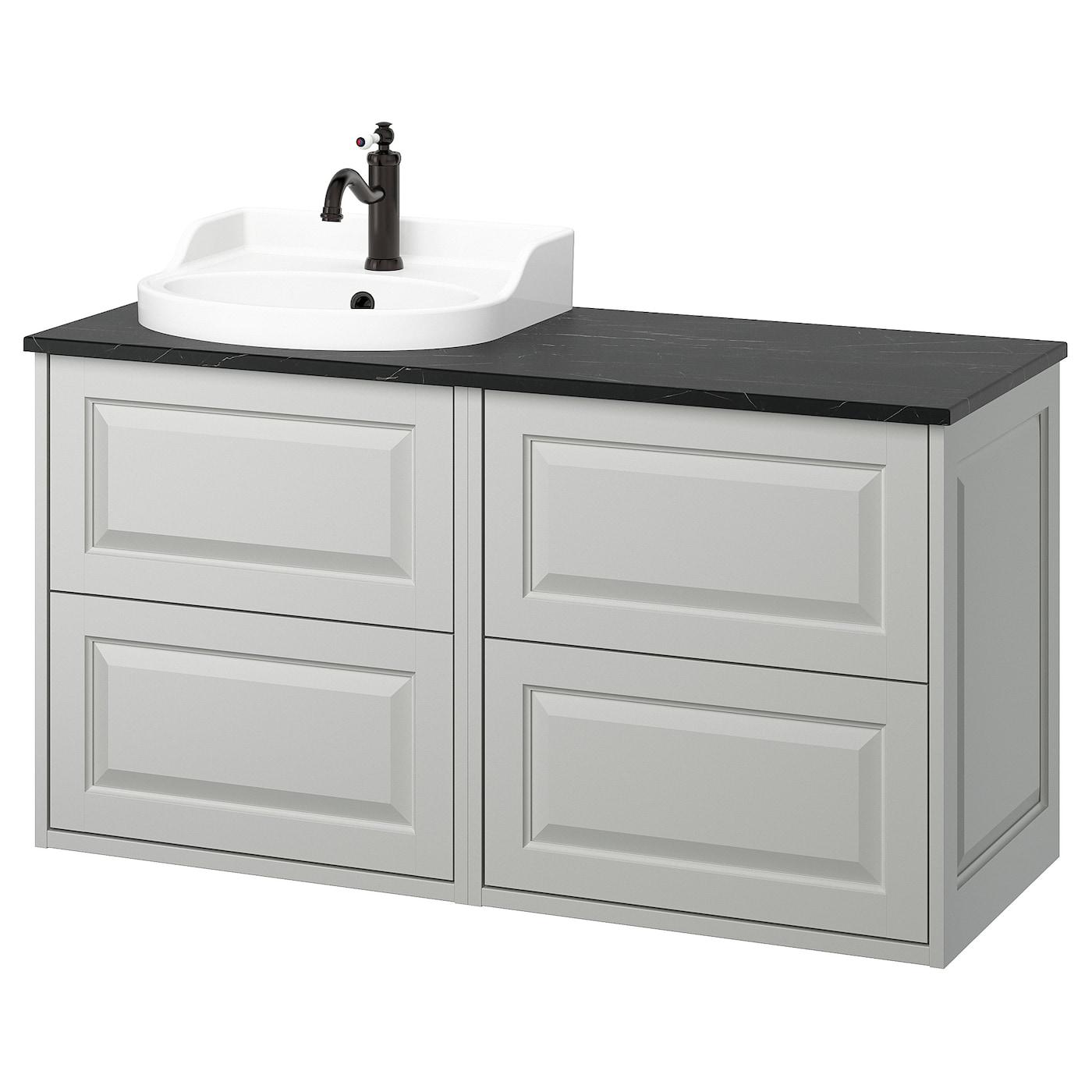 IKEA TÄNNFORSEN / RUTSJÖN szafka pod umyw/umywalka/bateria, jasnoszary, 122x49x76 cm