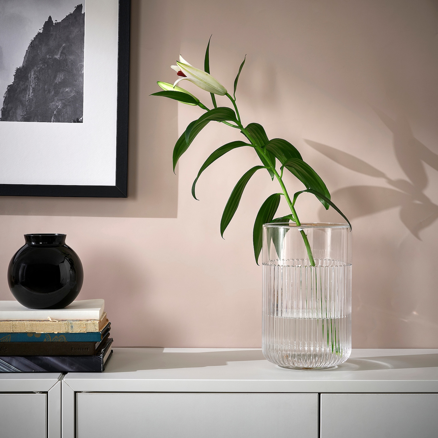 IKEA GRADVIS wazon z metalowym wkładem, szkło bezbarwne/złoty kolor, 21 cm
