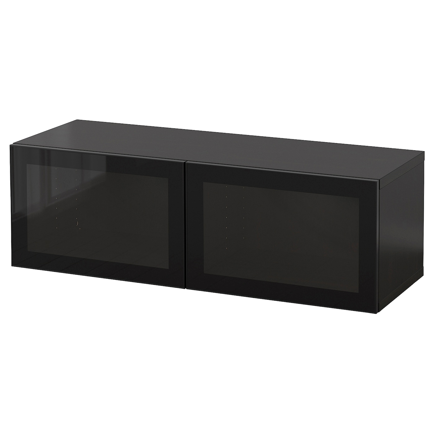 IKEA BESTÅ kombinacja szafek ściennych, czarnybrąz/Glassvik czarny, 120x42x38 cm
