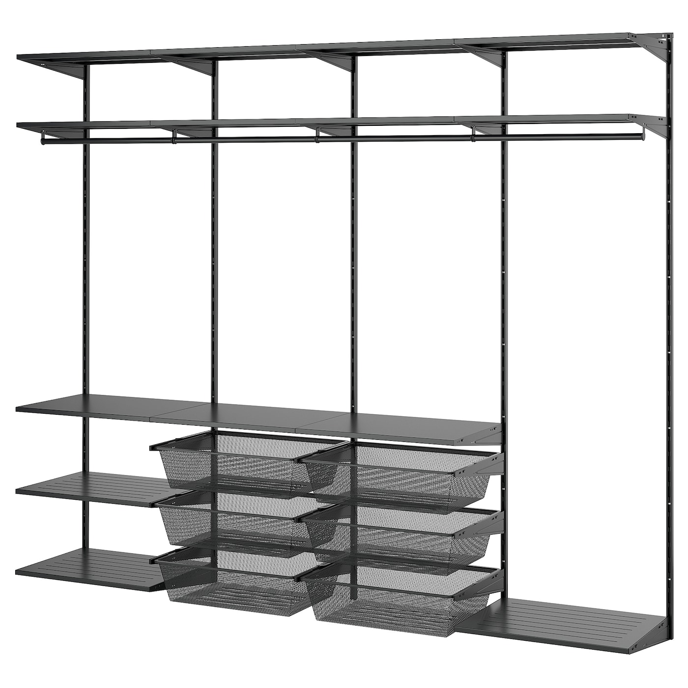 IKEA BOAXEL kombinacja szafy, antracyt/metal, 245x40x201 cm