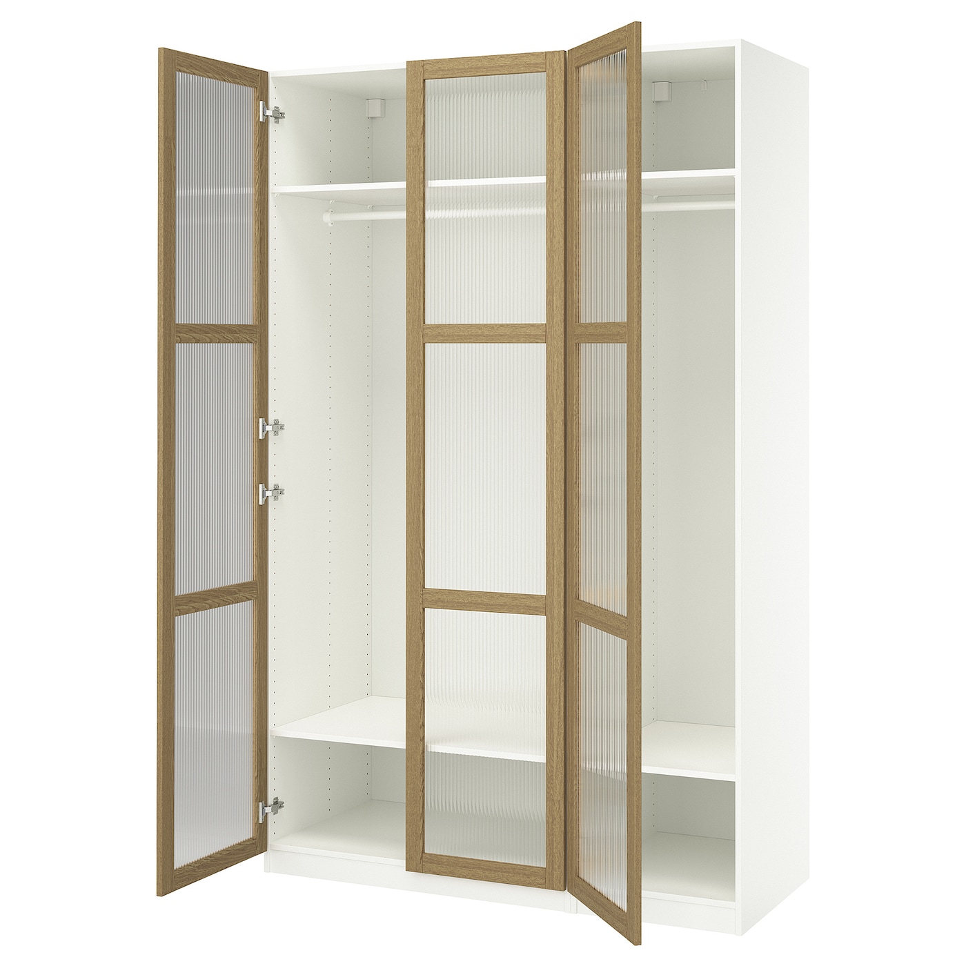 IKEA PAX / TONSTAD kombinacja szafy, biały/okl dęb szkło, 150x60x236 cm